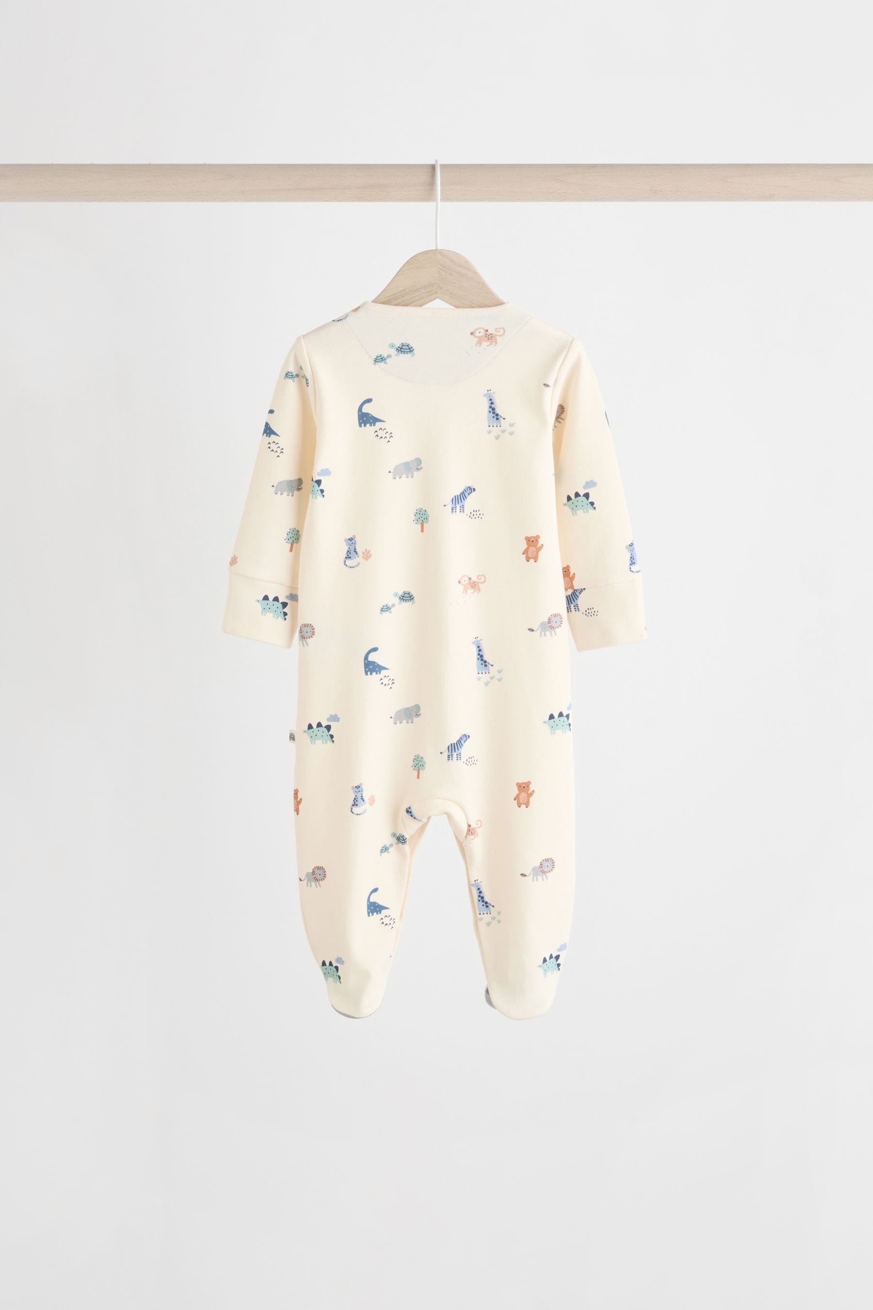 Teal Blue Patterned Baby Sleepsuits 5 Pack (0-2yrs)