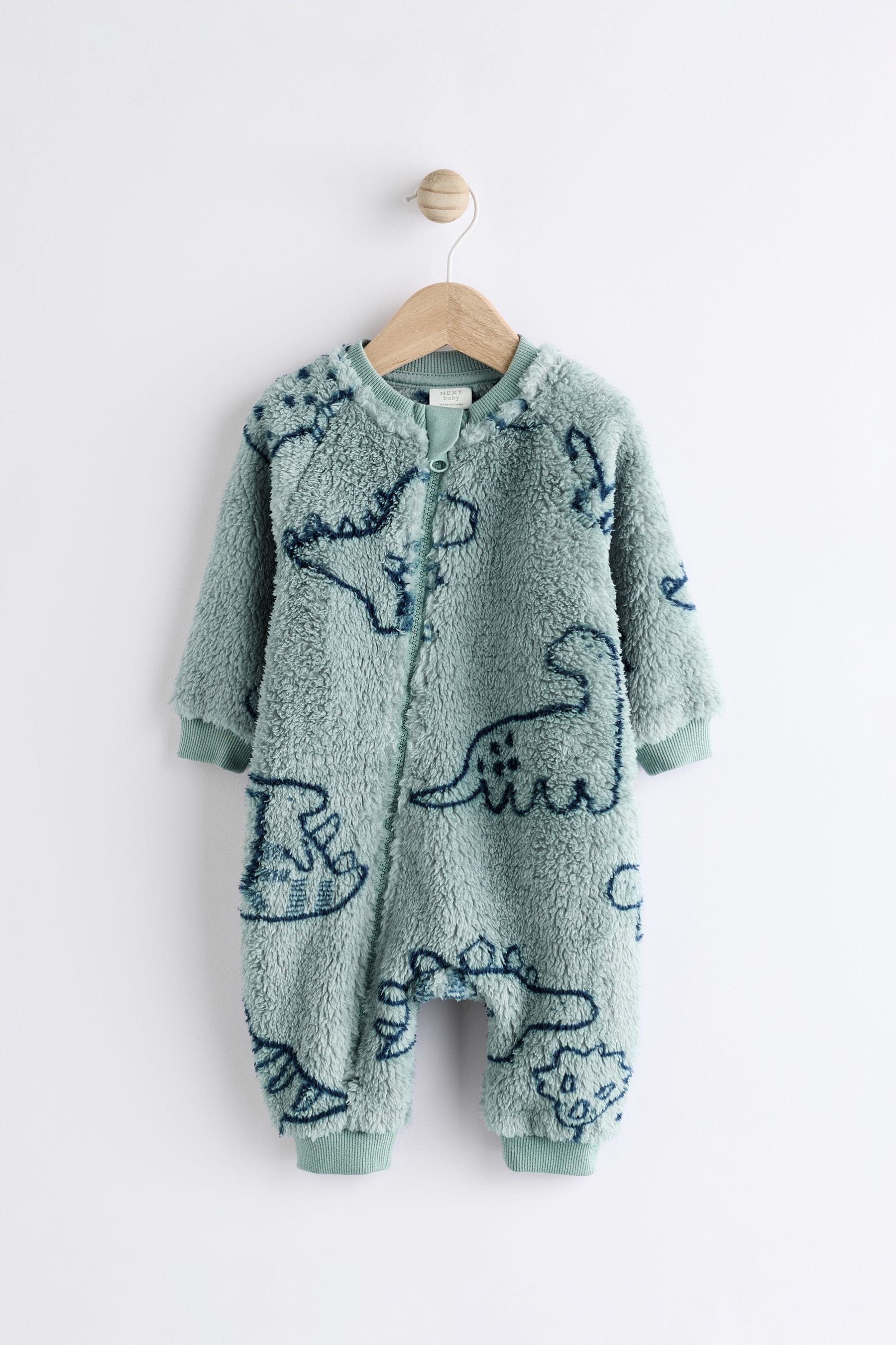 Teal Blue Character Baby Fleece Zip Sleepsuit