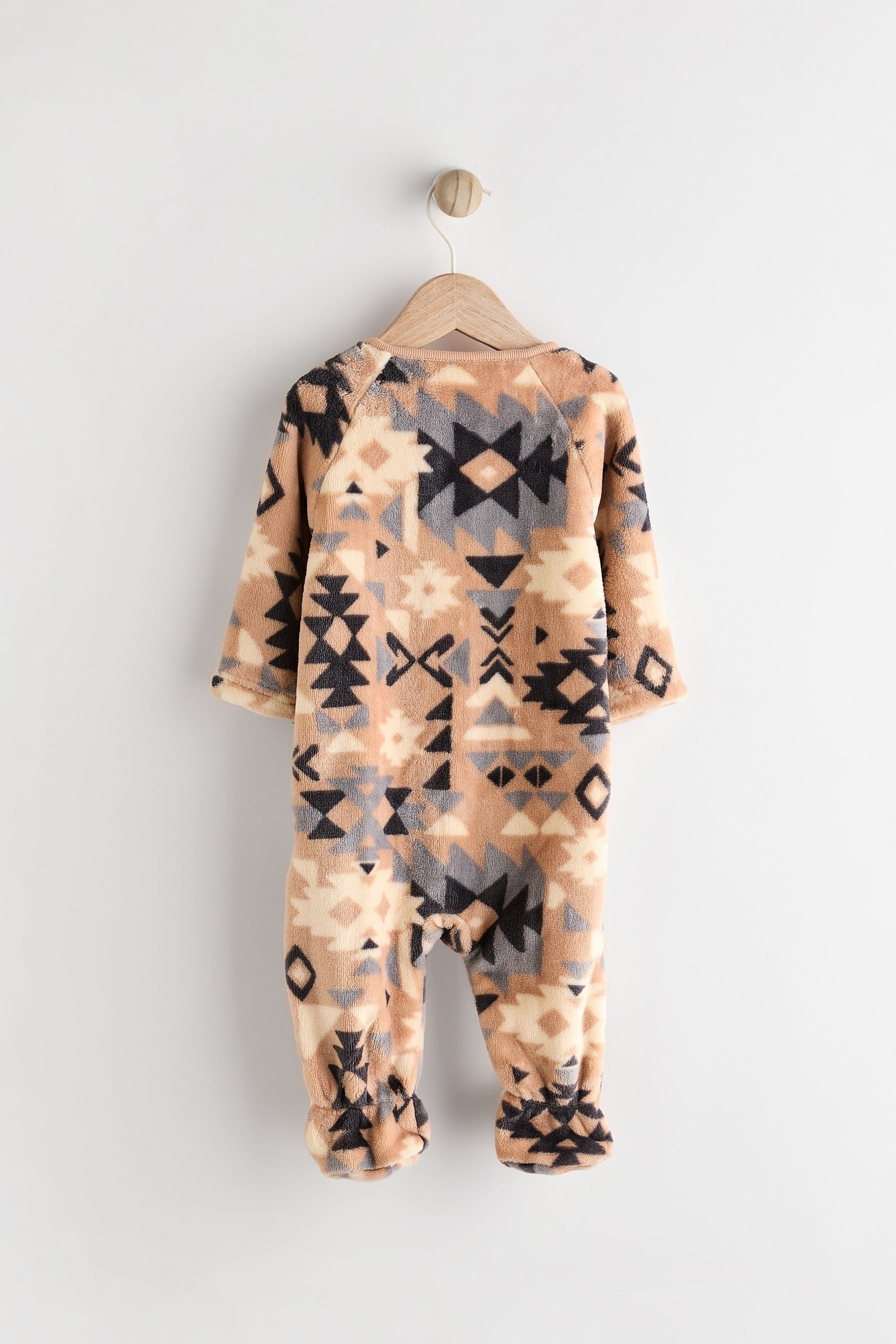 Neutral Zip Fleece Baby Sleepsuit