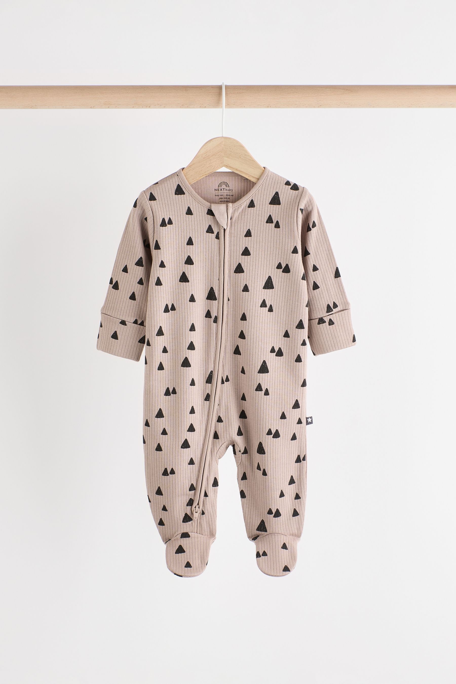 Monochrome Baby 2 Way Zip Sleepsuits 3 Pack (0mths-2yrs)