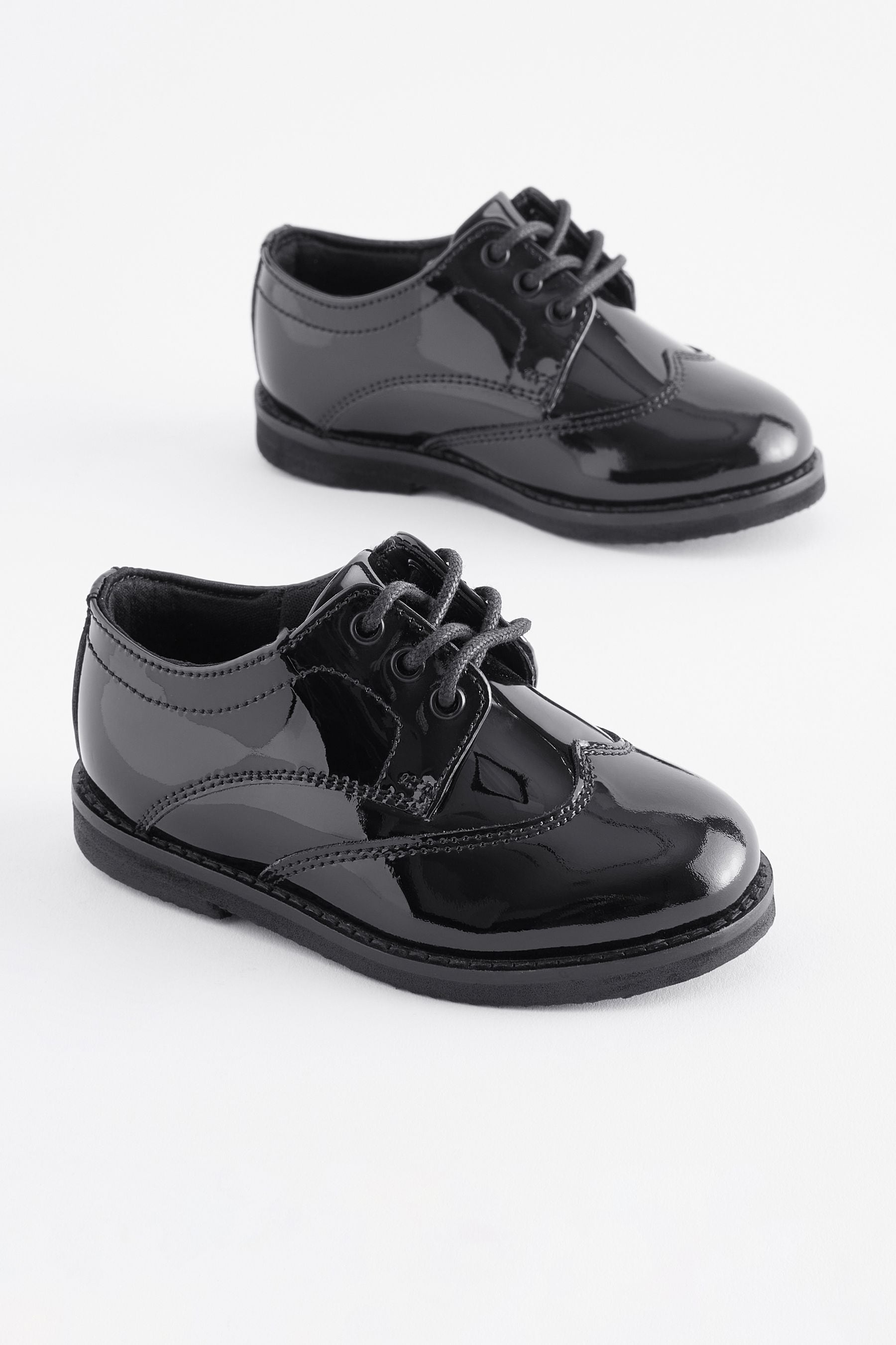 Black Patent Standard Fit (F) Smart Leather Brogues School Shoes