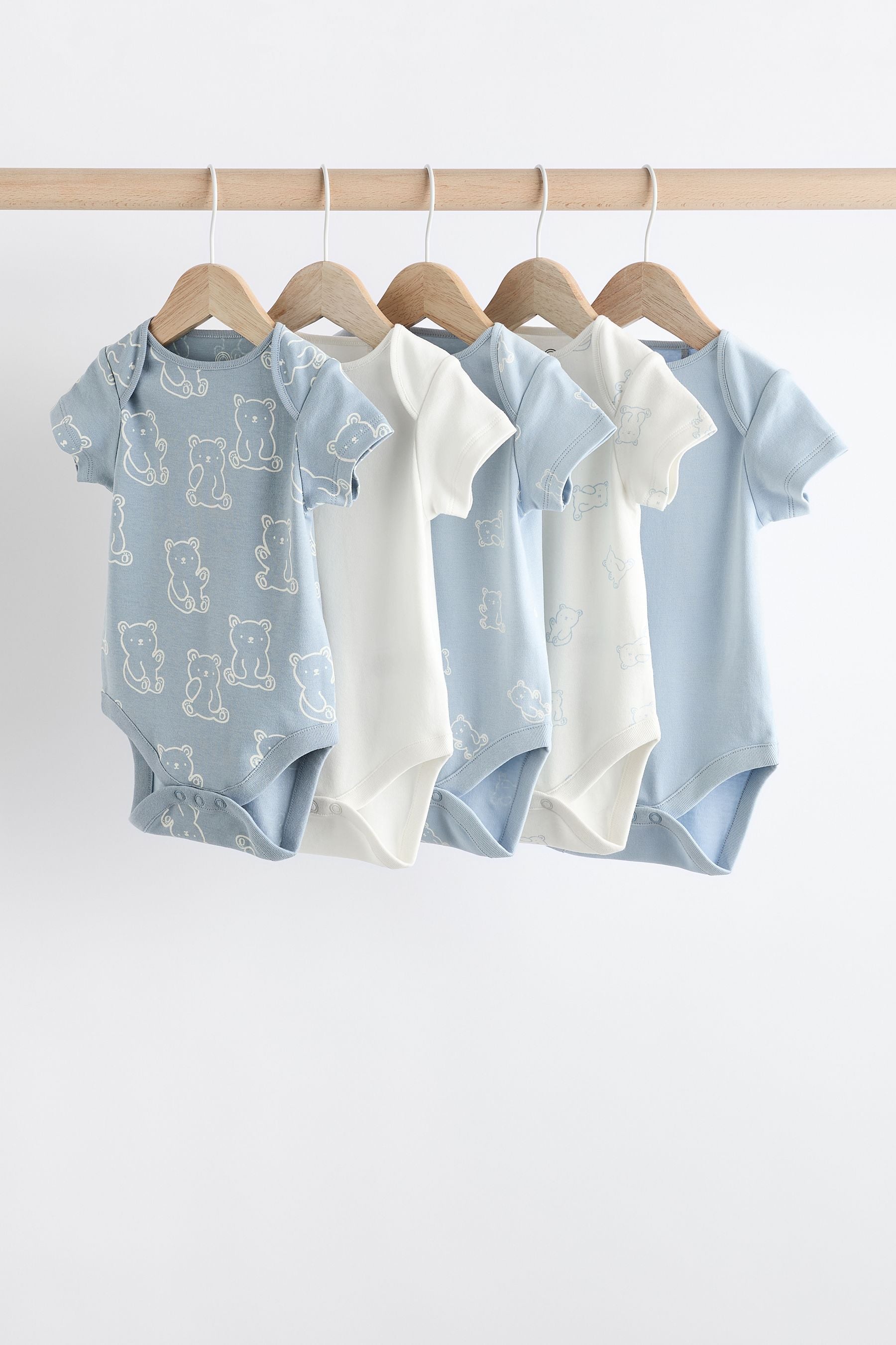 Blue Bear Baby 100% Cotton Bodysuits 5 Pack