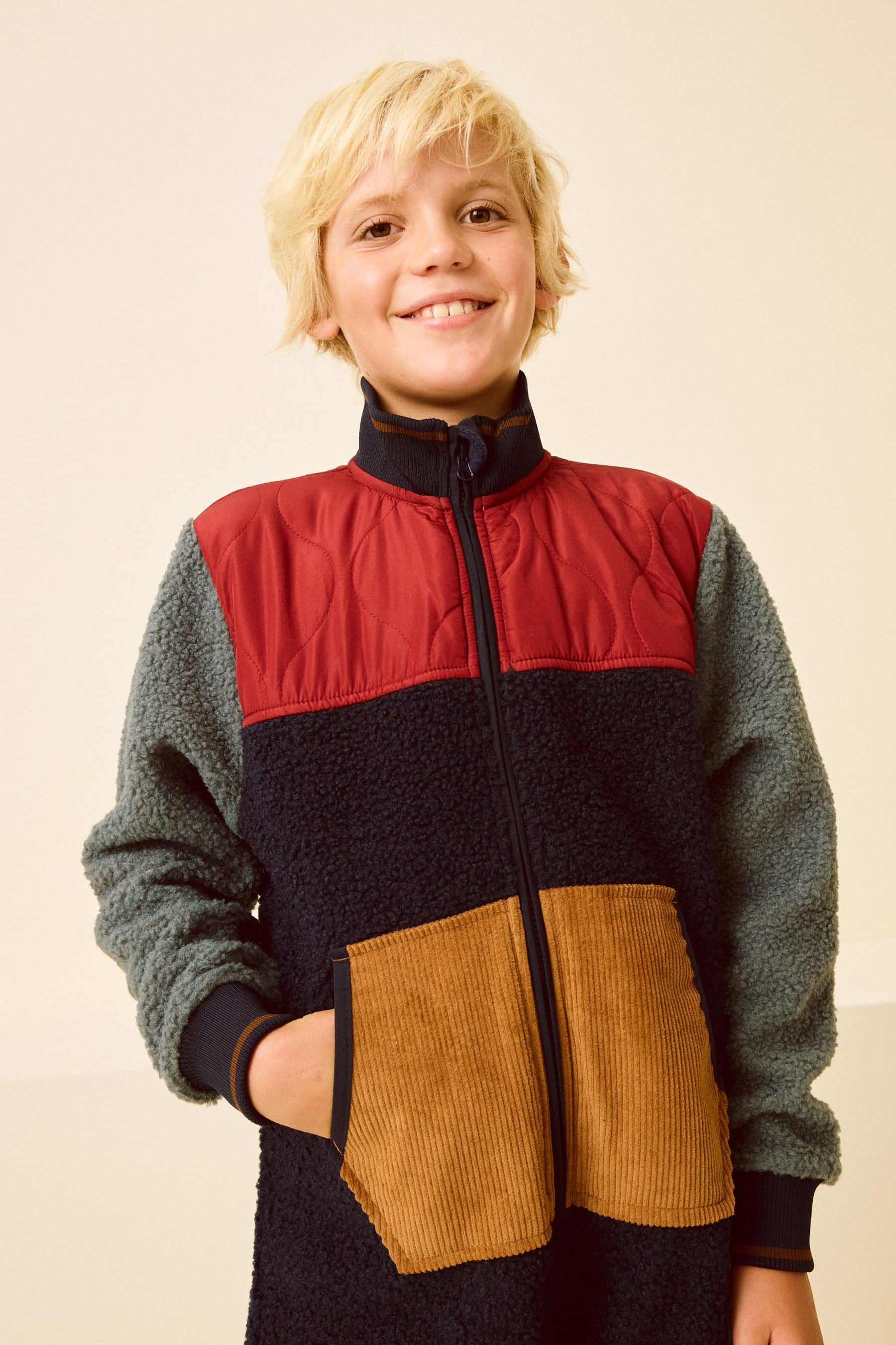 Navy Blue/Ochre Yellow Colourblock Fleece All-In-One (5-16yrs)