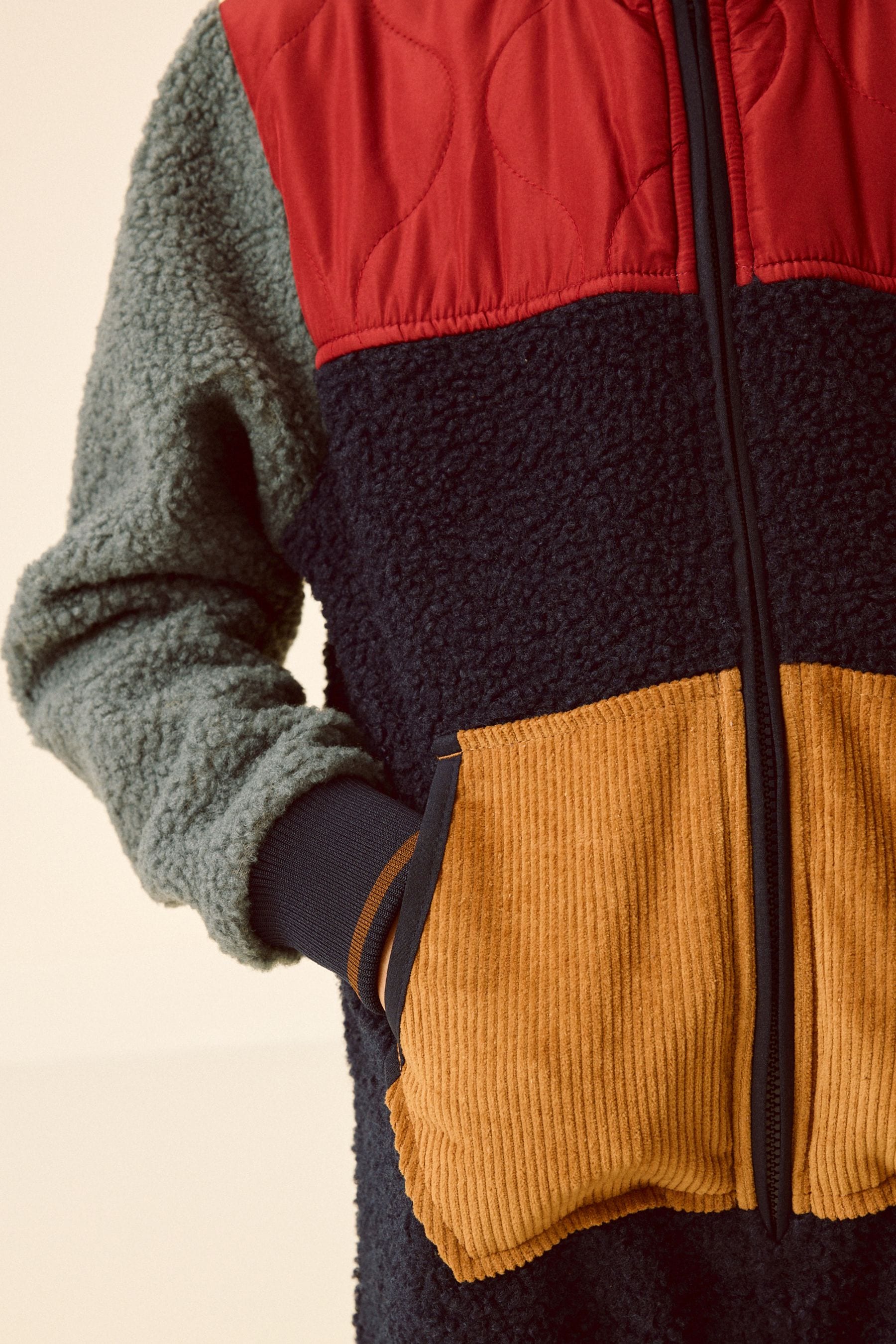 Navy Blue/Ochre Yellow Colourblock Fleece All-In-One (5-16yrs)