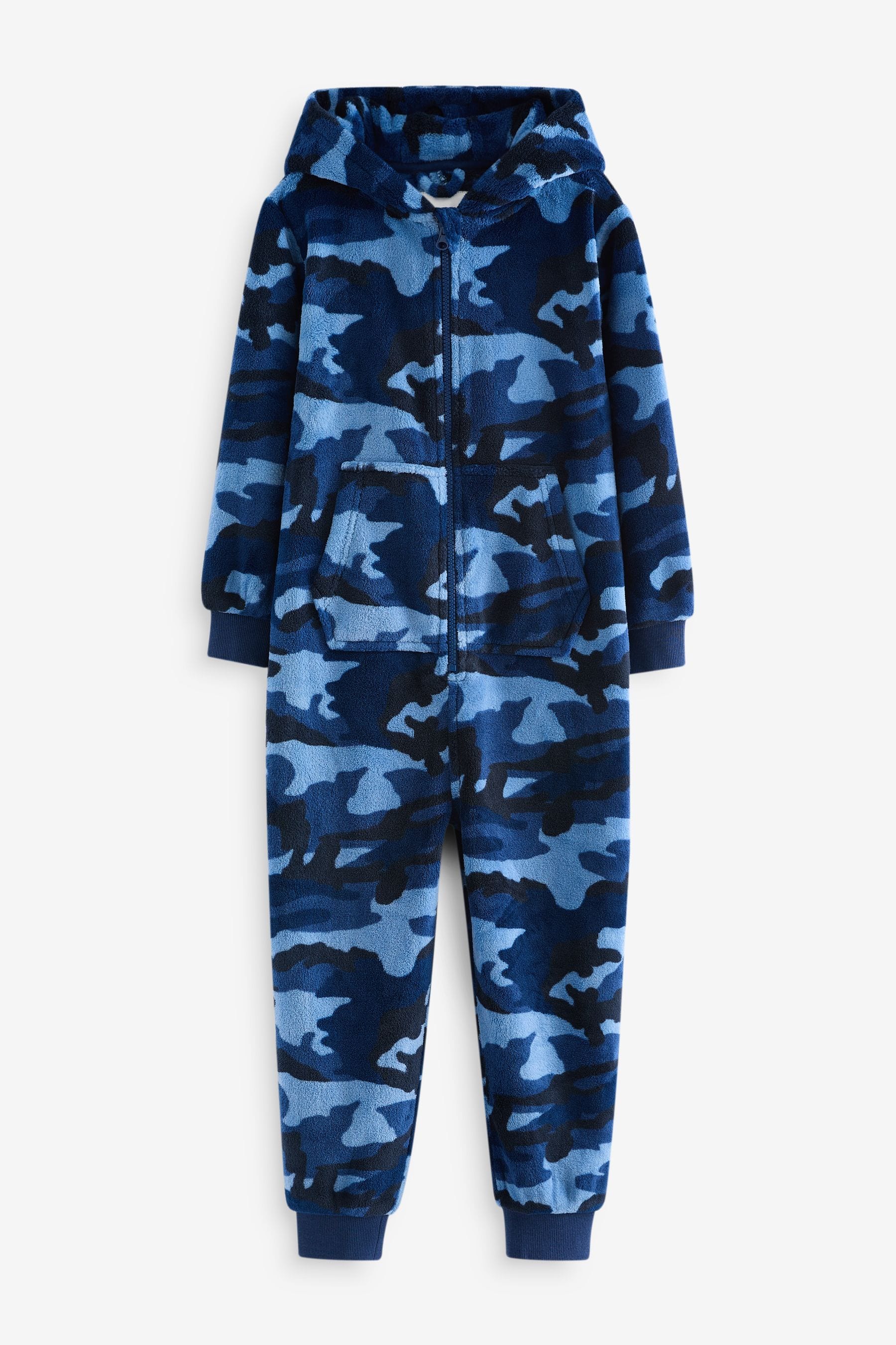 Navy Blue Camouflage Fleece All-In-One (3-16yrs)