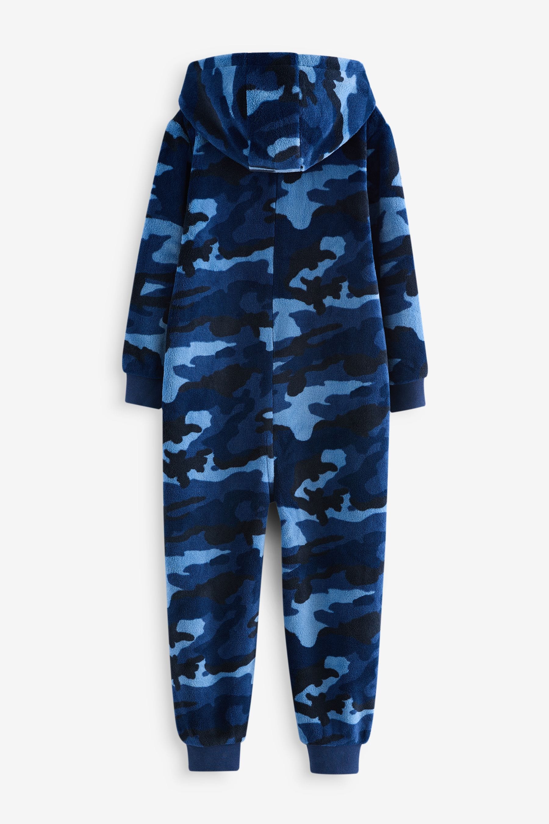 Navy Blue Camouflage Fleece All-In-One (3-16yrs)