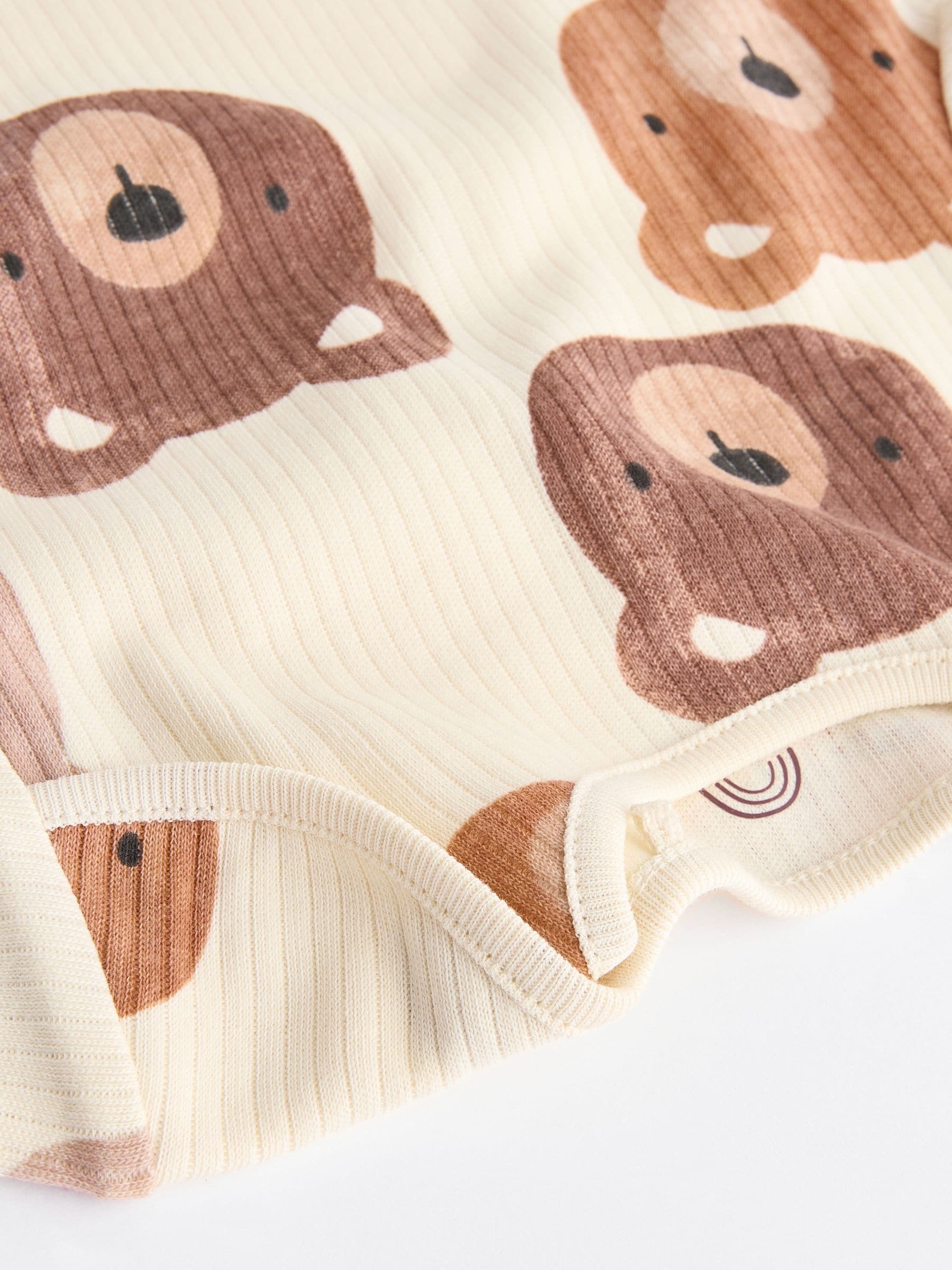 Brown Bear Face 5 Pack Baby Short Sleeved 100% Cotton Bodysuits 5 Pack