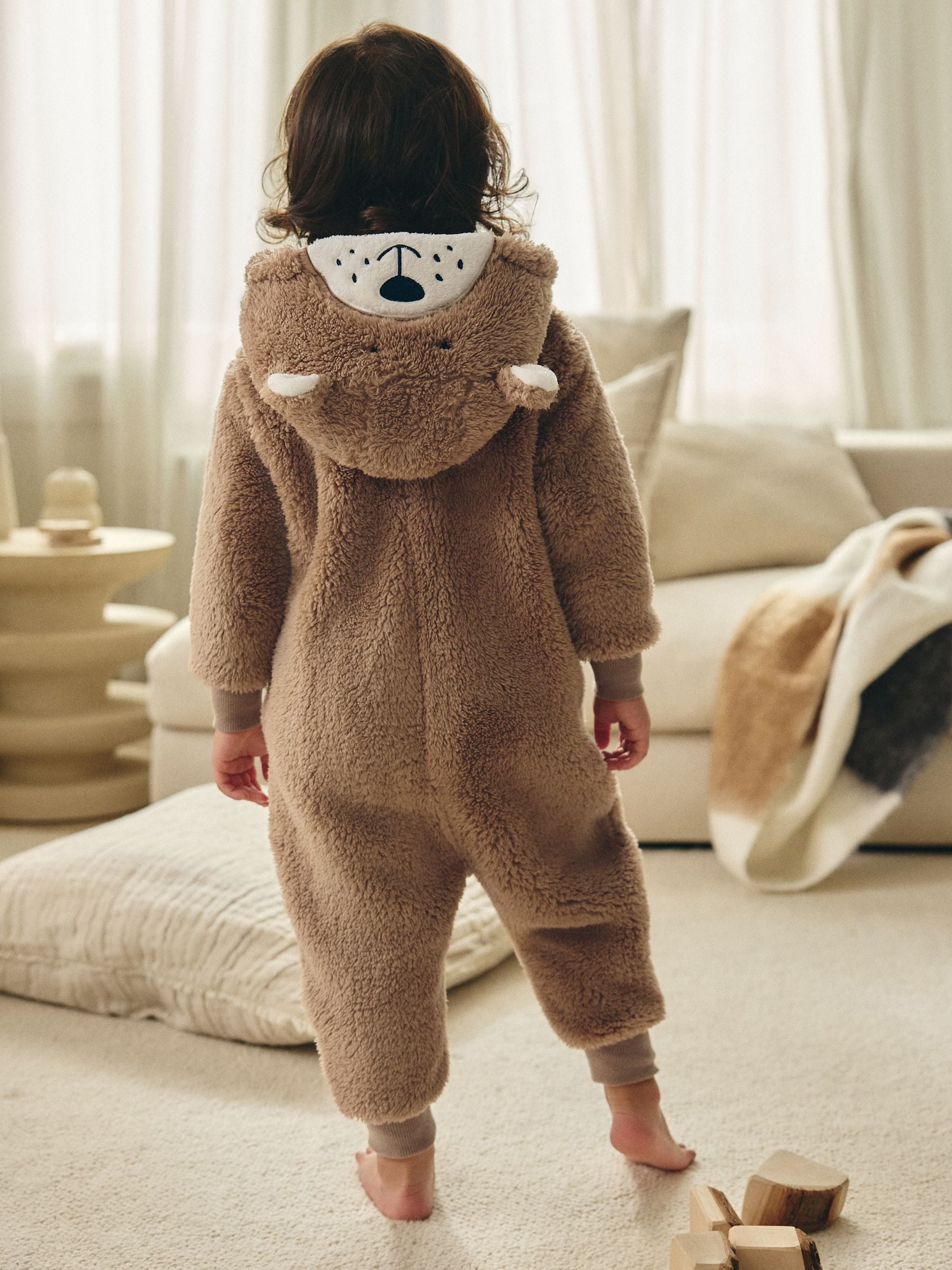 Brown/Cream Bear All-In-One Fleece (9mths-8yrs)