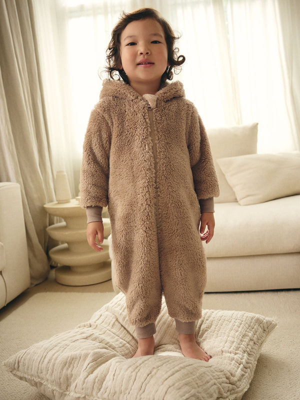 Brown/Cream Bear All-In-One Fleece (9mths-8yrs)