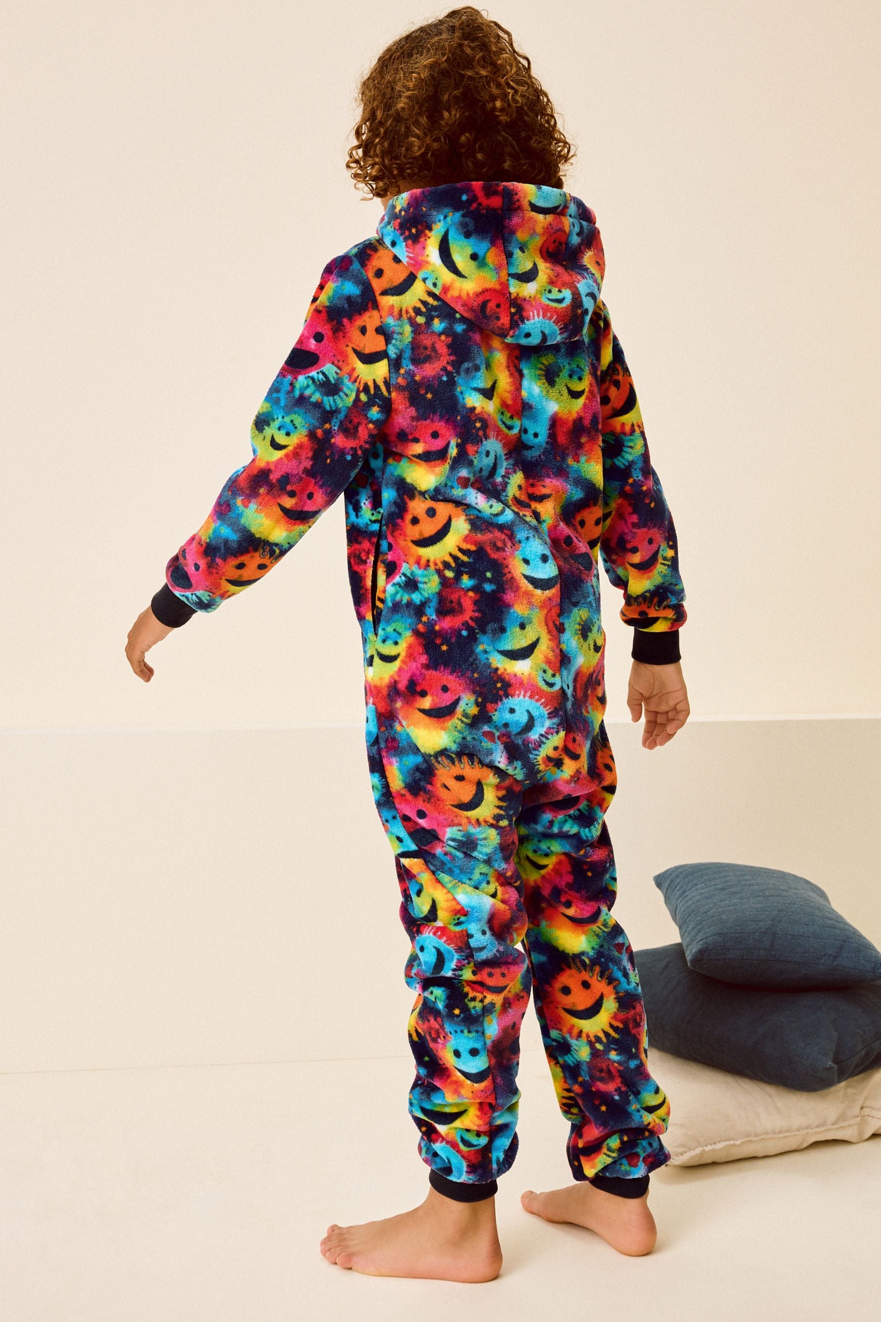 Multi Bright Smiley Face Fleece All-In-One (3-16yrs)