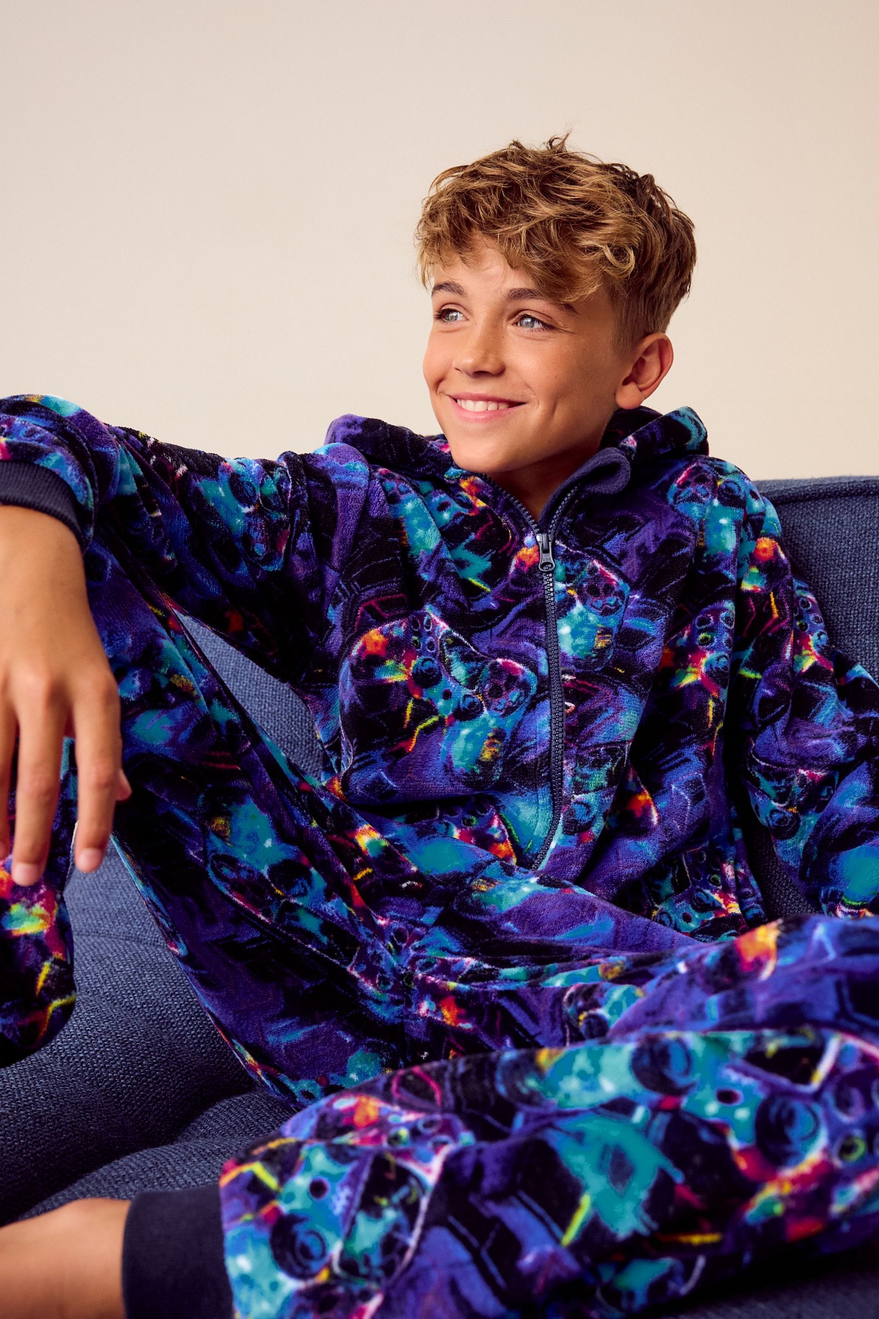 Blue Gamer Fleece All-In-One (3-16yrs)