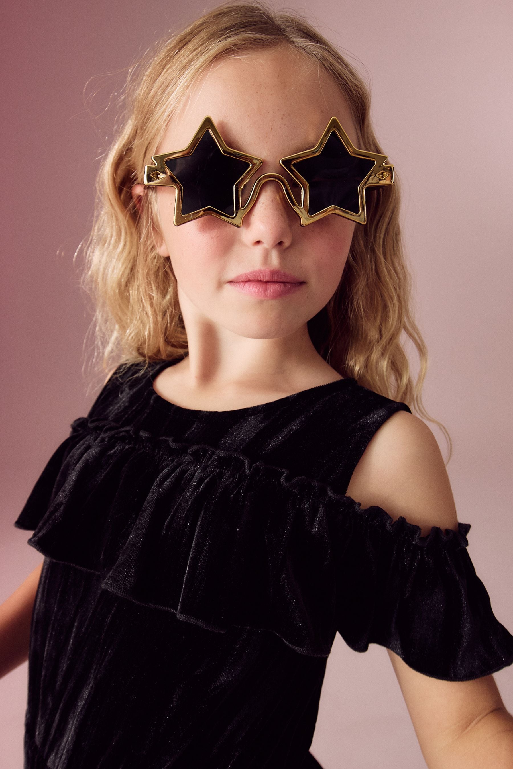 Black Velvet Cold Shoulder Jumpsuit (3-16yrs)