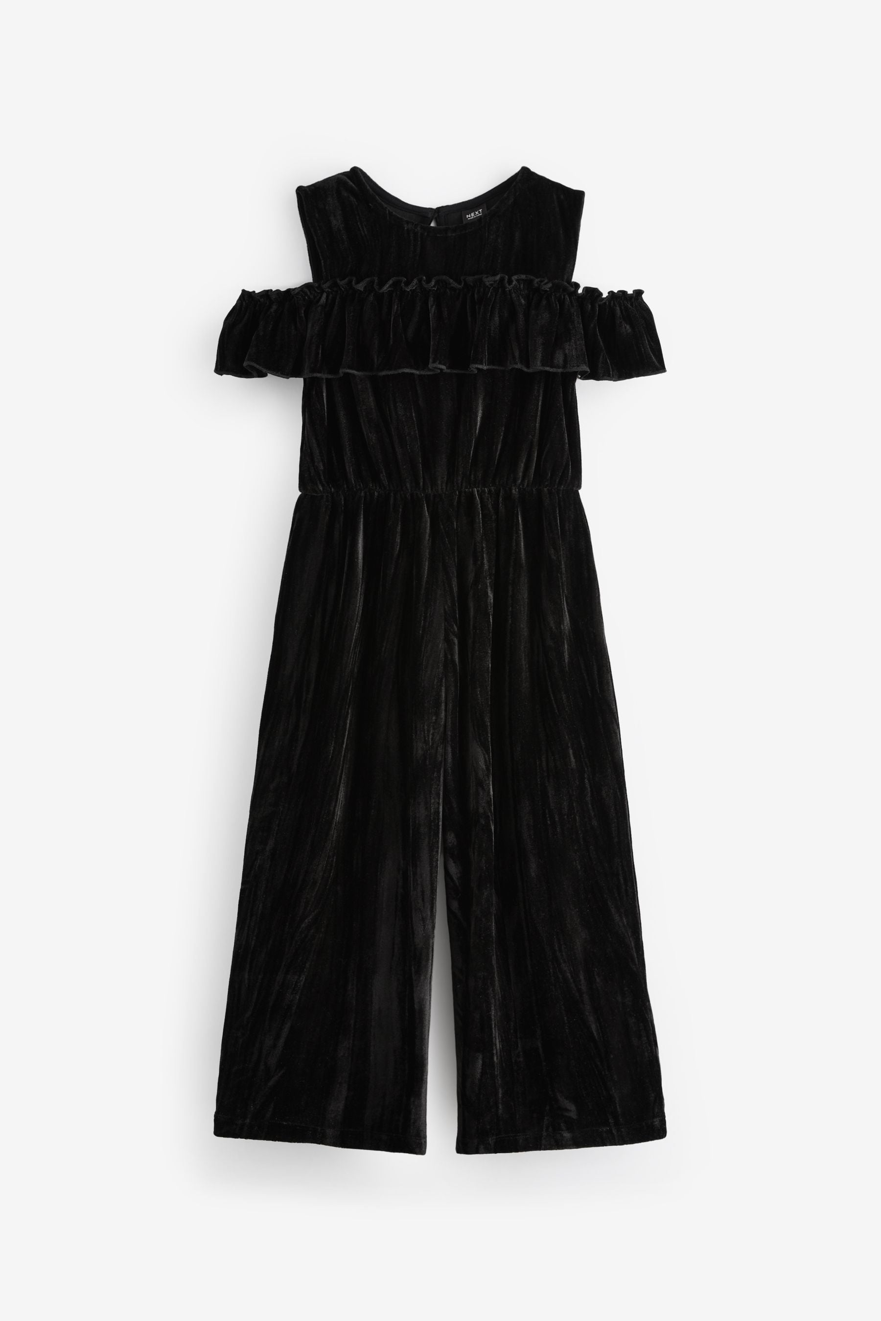 Black Velvet Cold Shoulder Jumpsuit (3-16yrs)