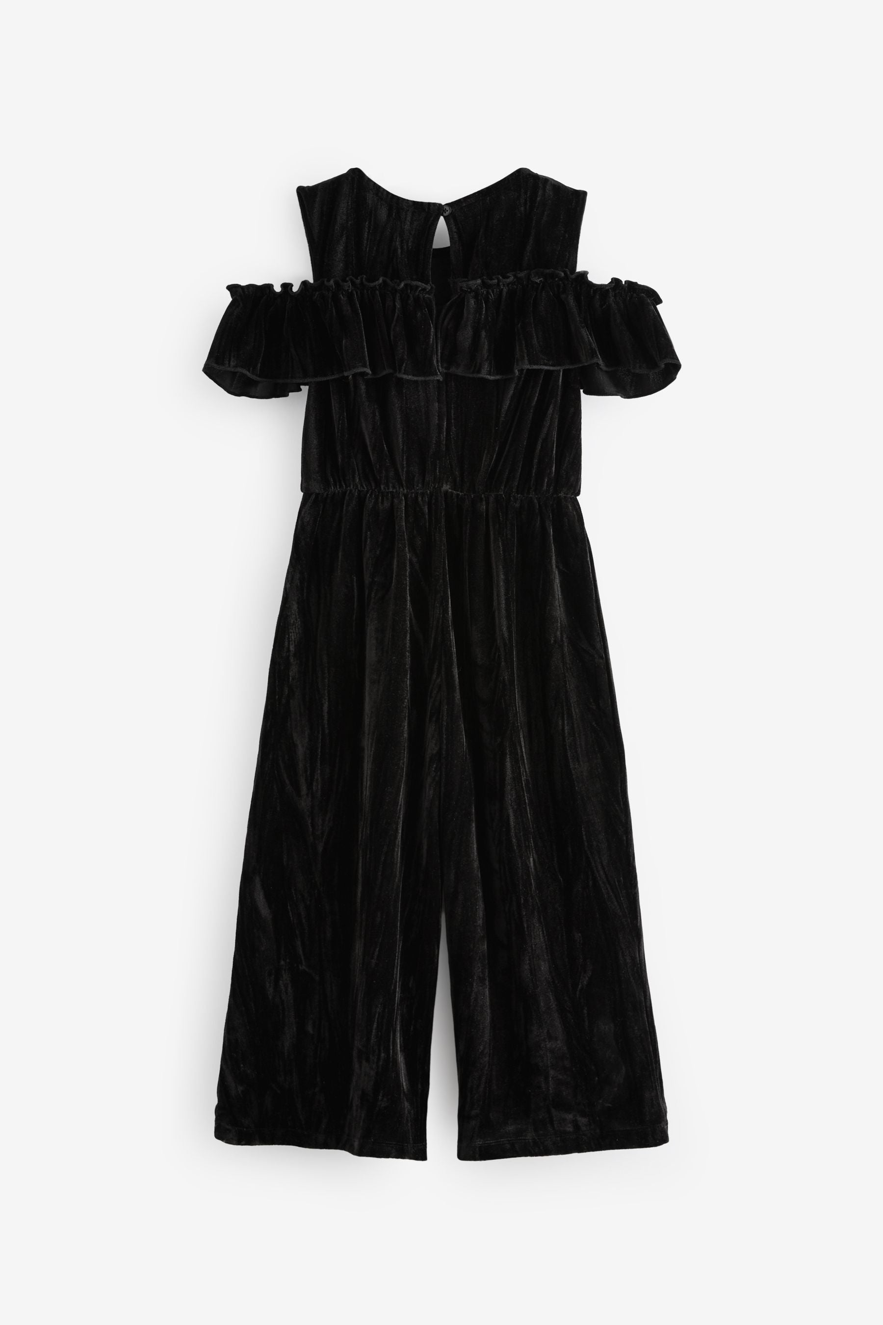 Black Velvet Cold Shoulder Jumpsuit (3-16yrs)