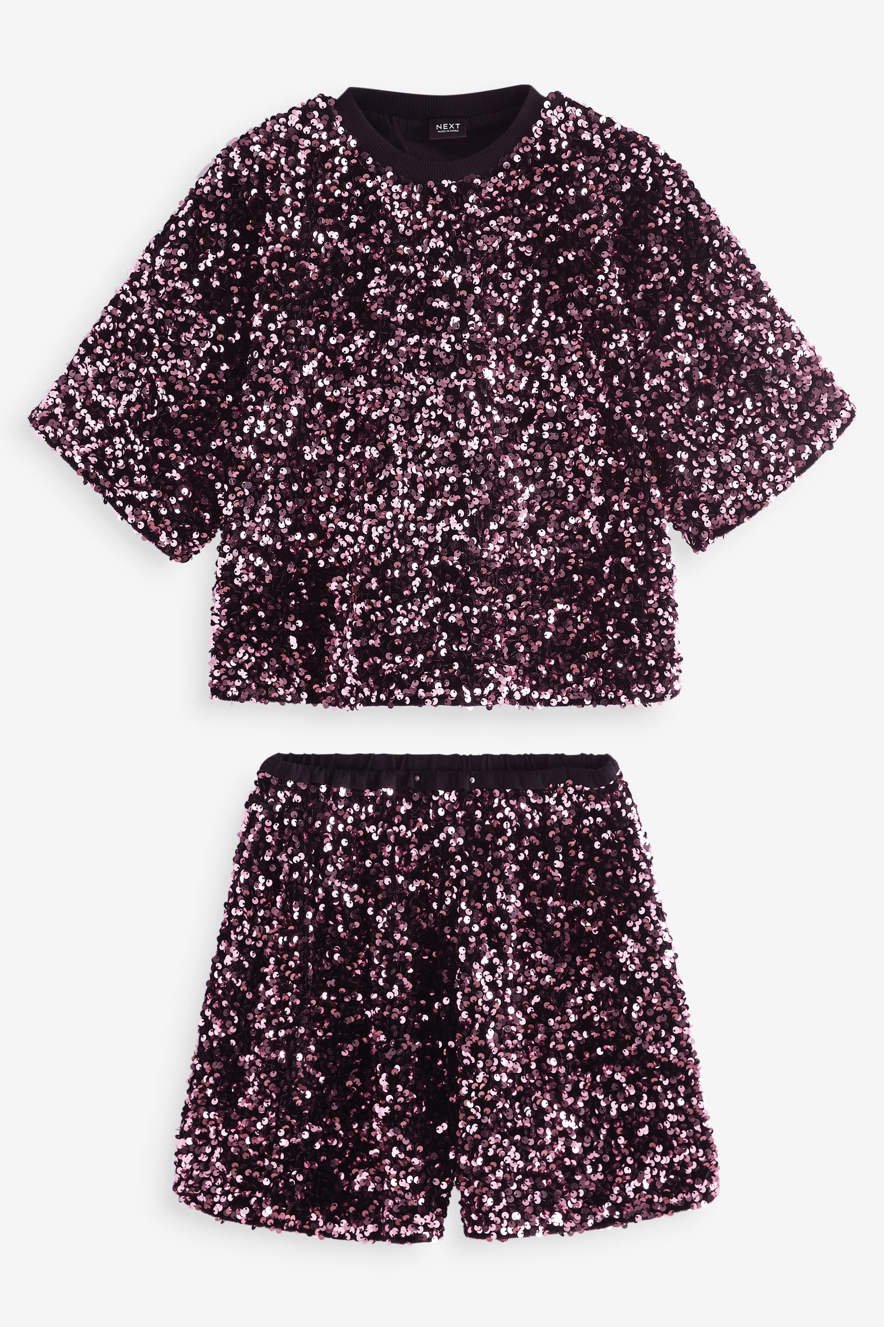 Berry Pink Sequin Top and Short Set (3-16yrs)