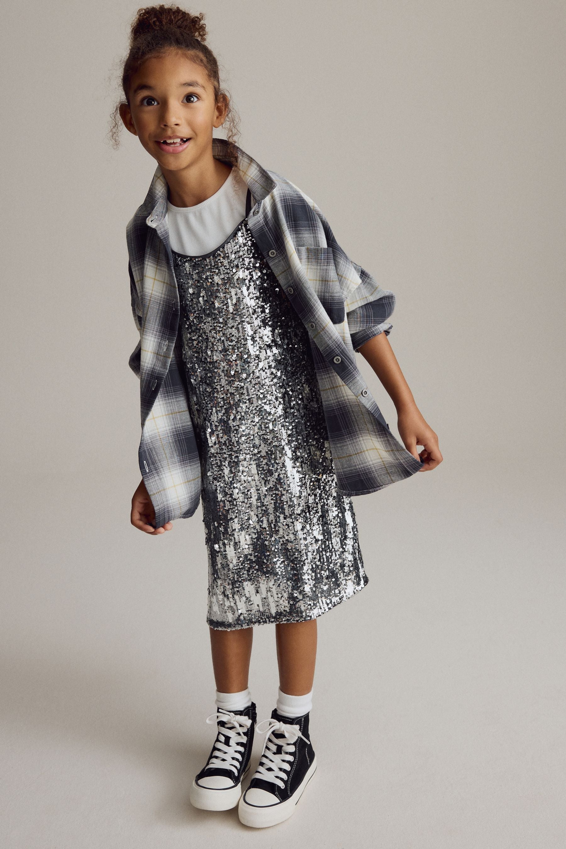 Silver Sequin Slip Dress and T-Shirt Set (3-16yrs)