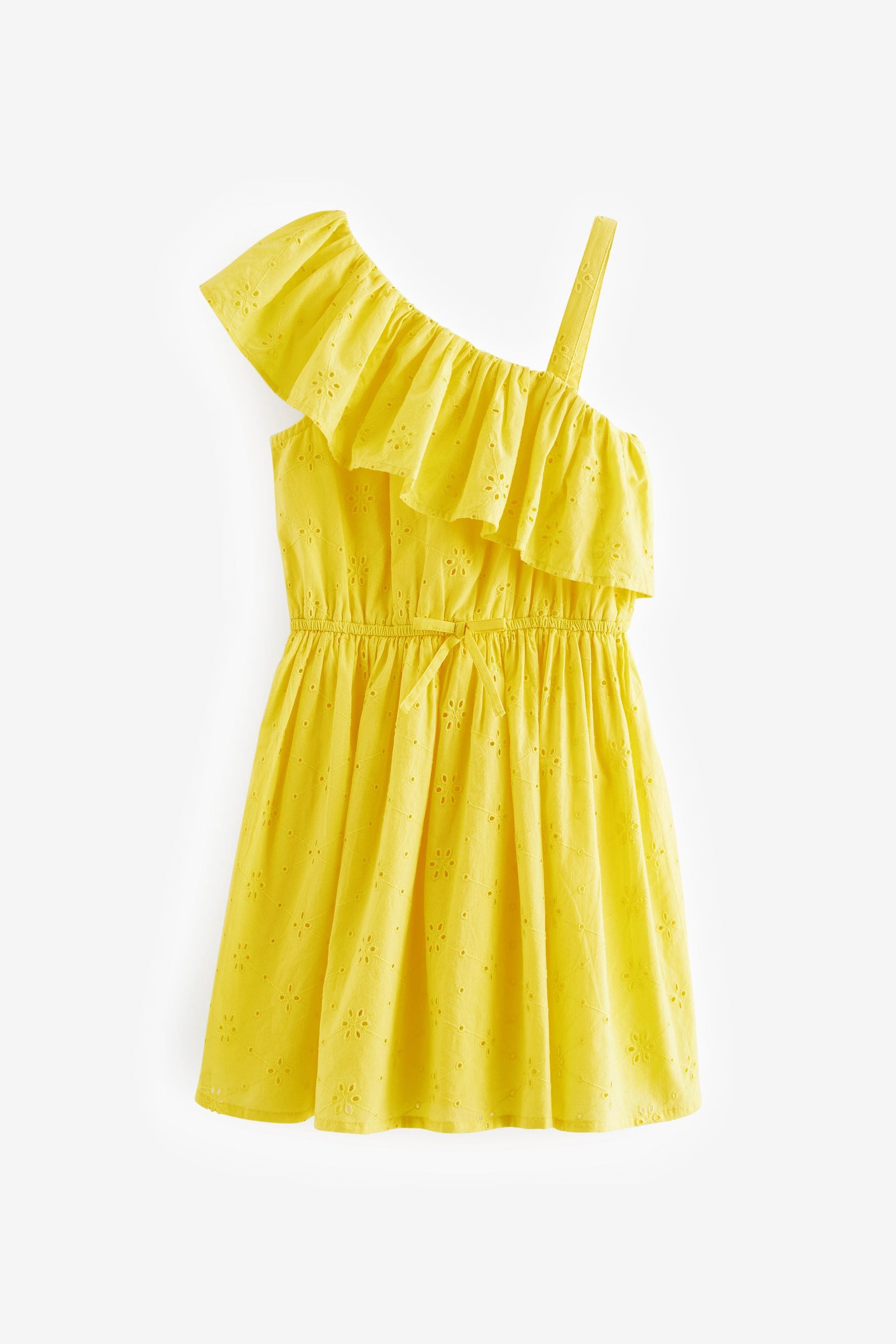 Yellow Broiderie One Shoulder Dress (3-16yrs)