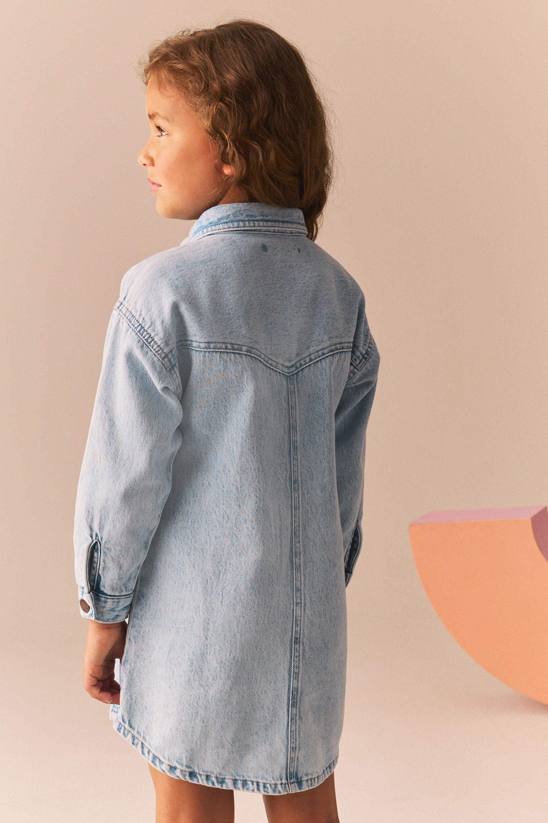 Pale Blue Denim 100% Cotton Shirt Dress (3-16yrs)