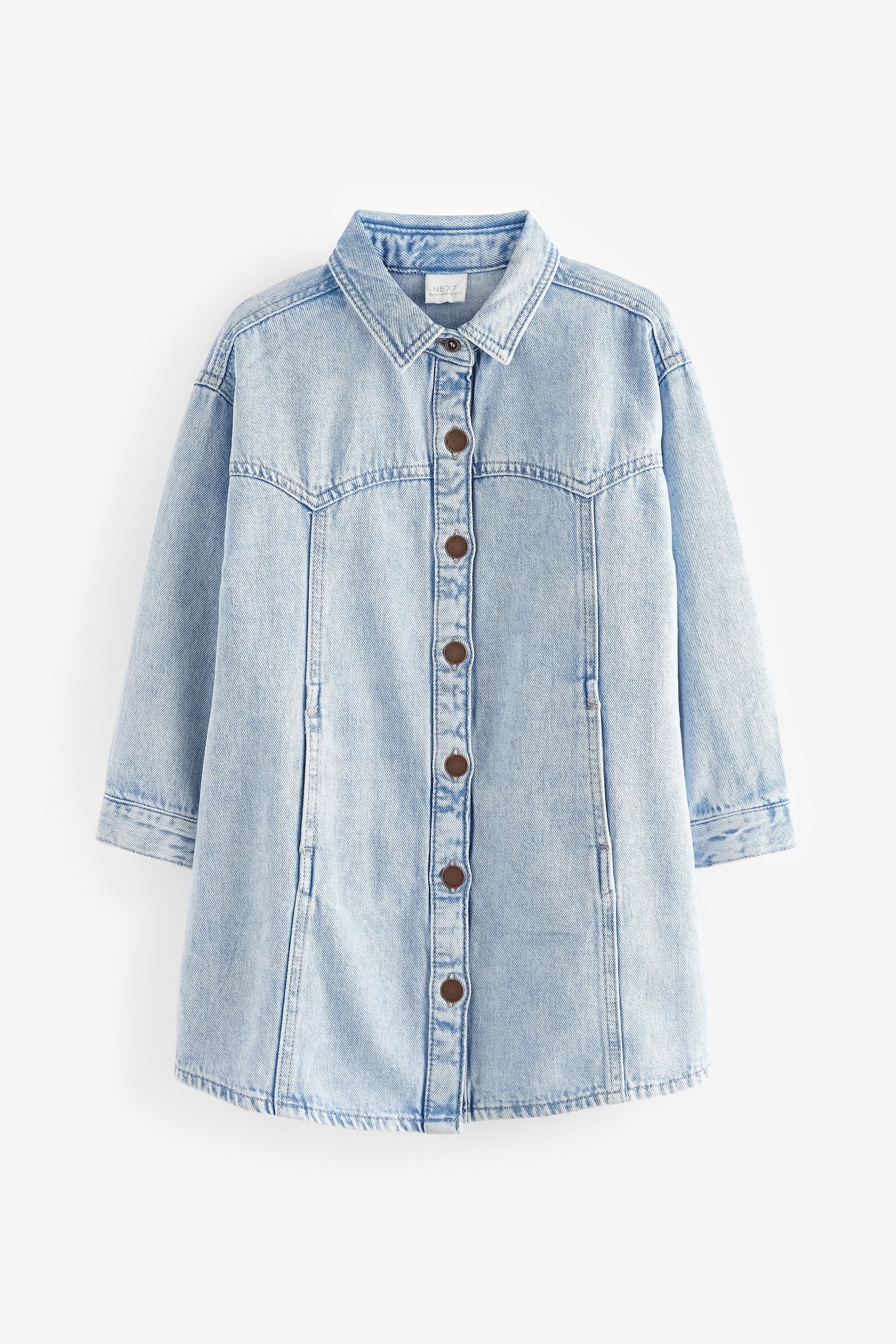 Pale Blue Denim 100% Cotton Shirt Dress (3-16yrs)