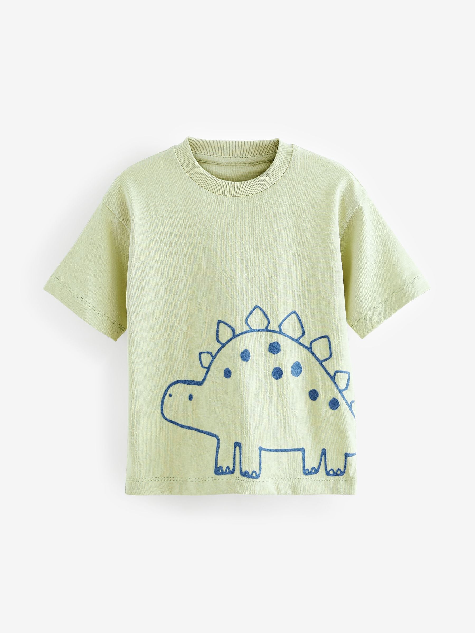 Lime Green Dinosaur 100% Cotton Short Sleeve Character T-Shirt (3mths-7yrs)