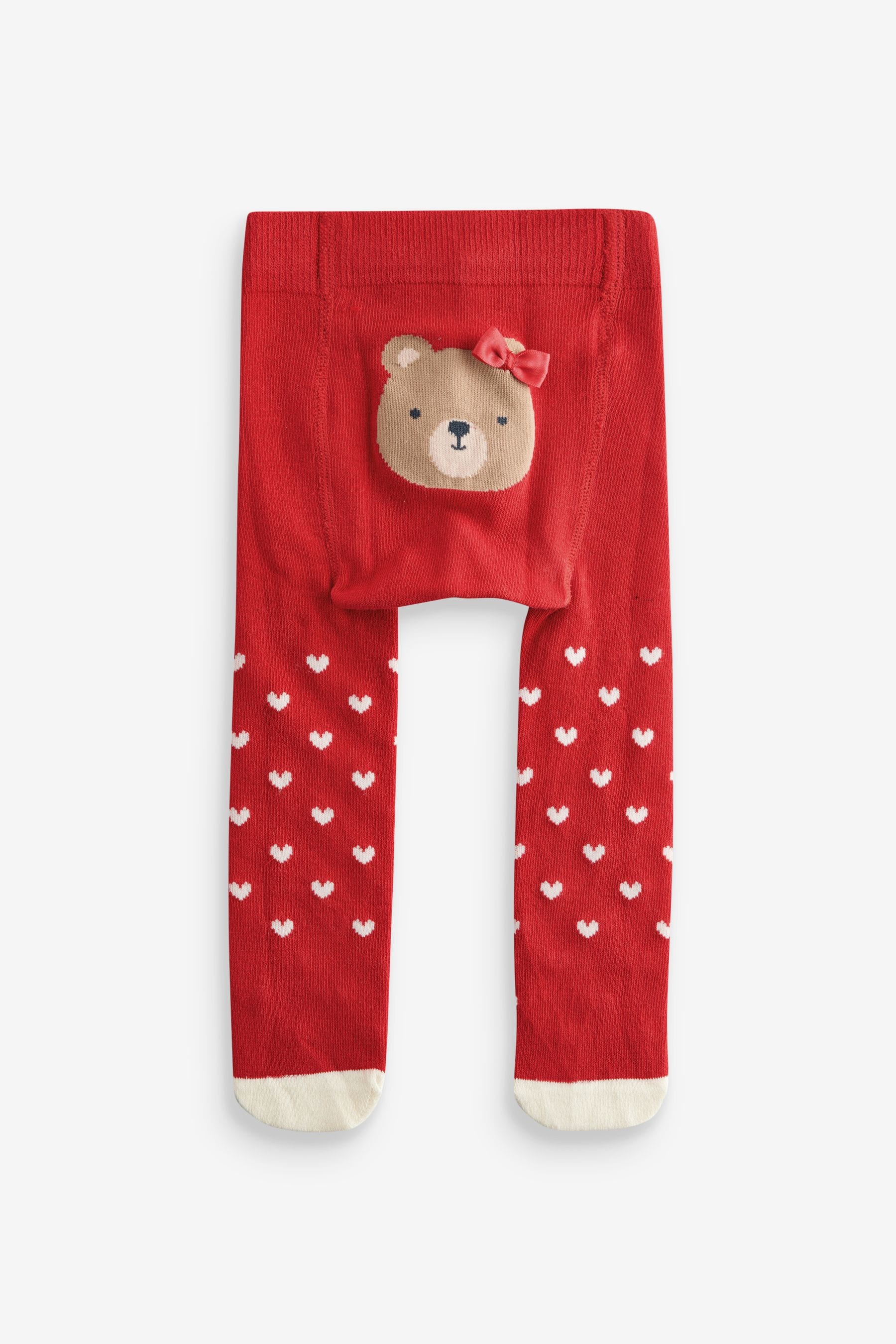 Red Bow and Hearts Baby Tights 2 Pack (0mths-2yrs)