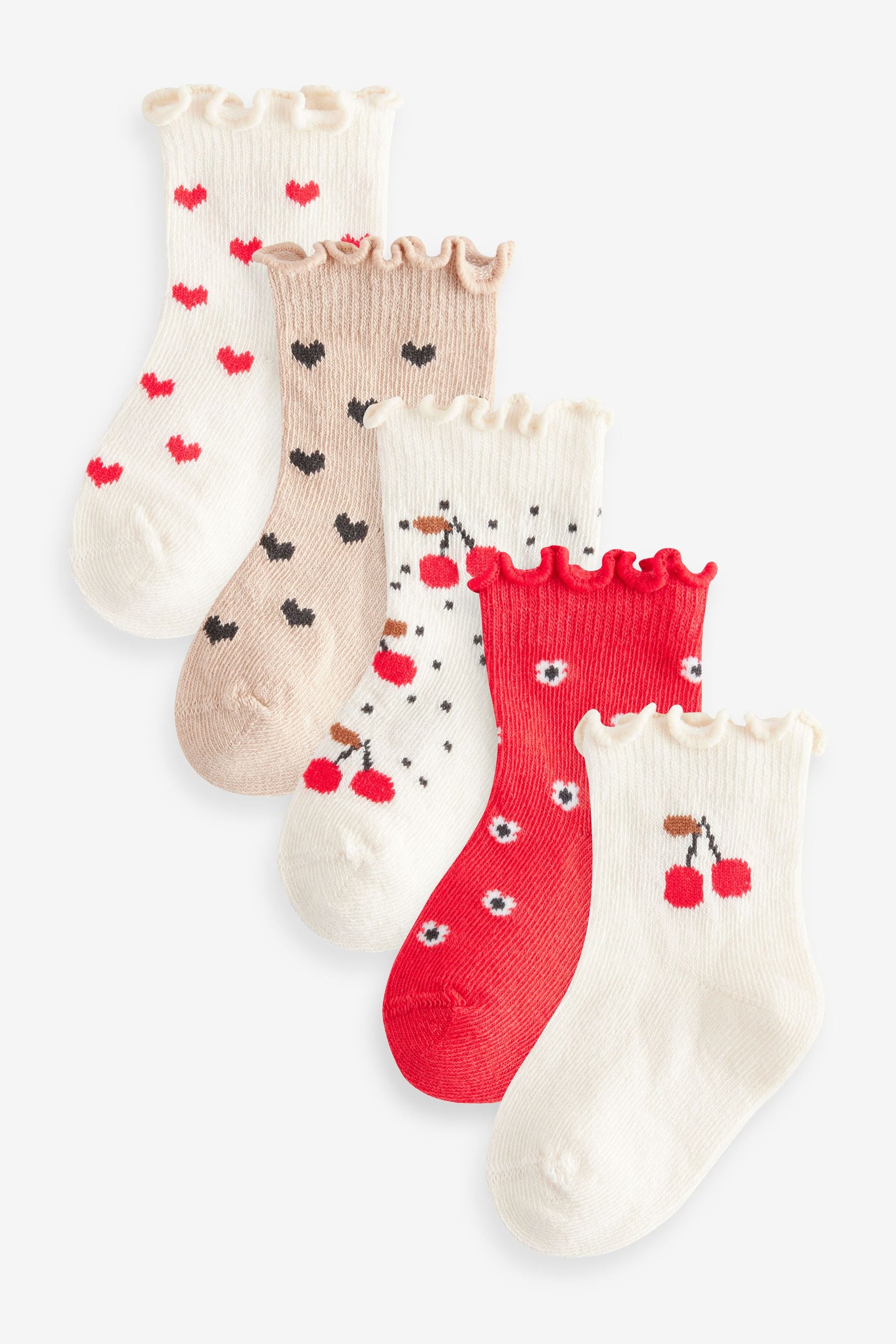 Red Cherry Baby Socks 5 Pack (0mths-2yrs)