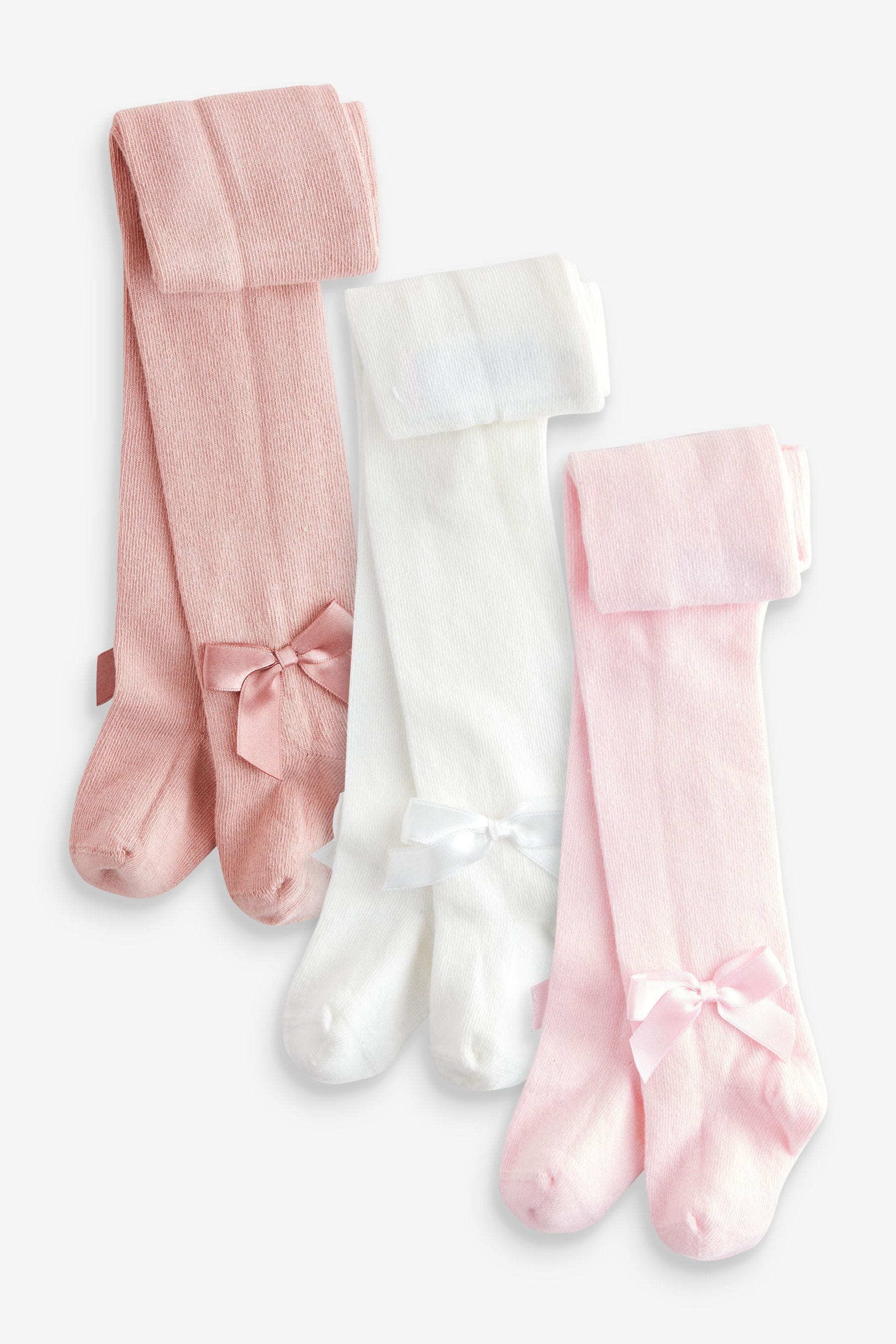 Pinks & Cream Baby Bow Tights 3 Pack (0mths-2yrs)