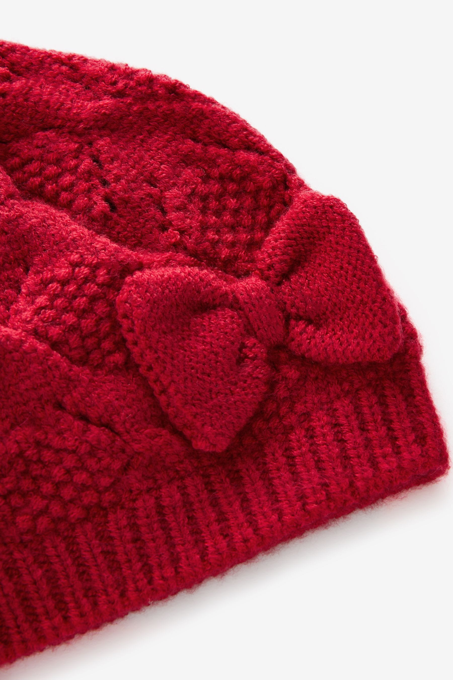 Red Baby Pointelle Knitted Beanie (0mths-2yrs)