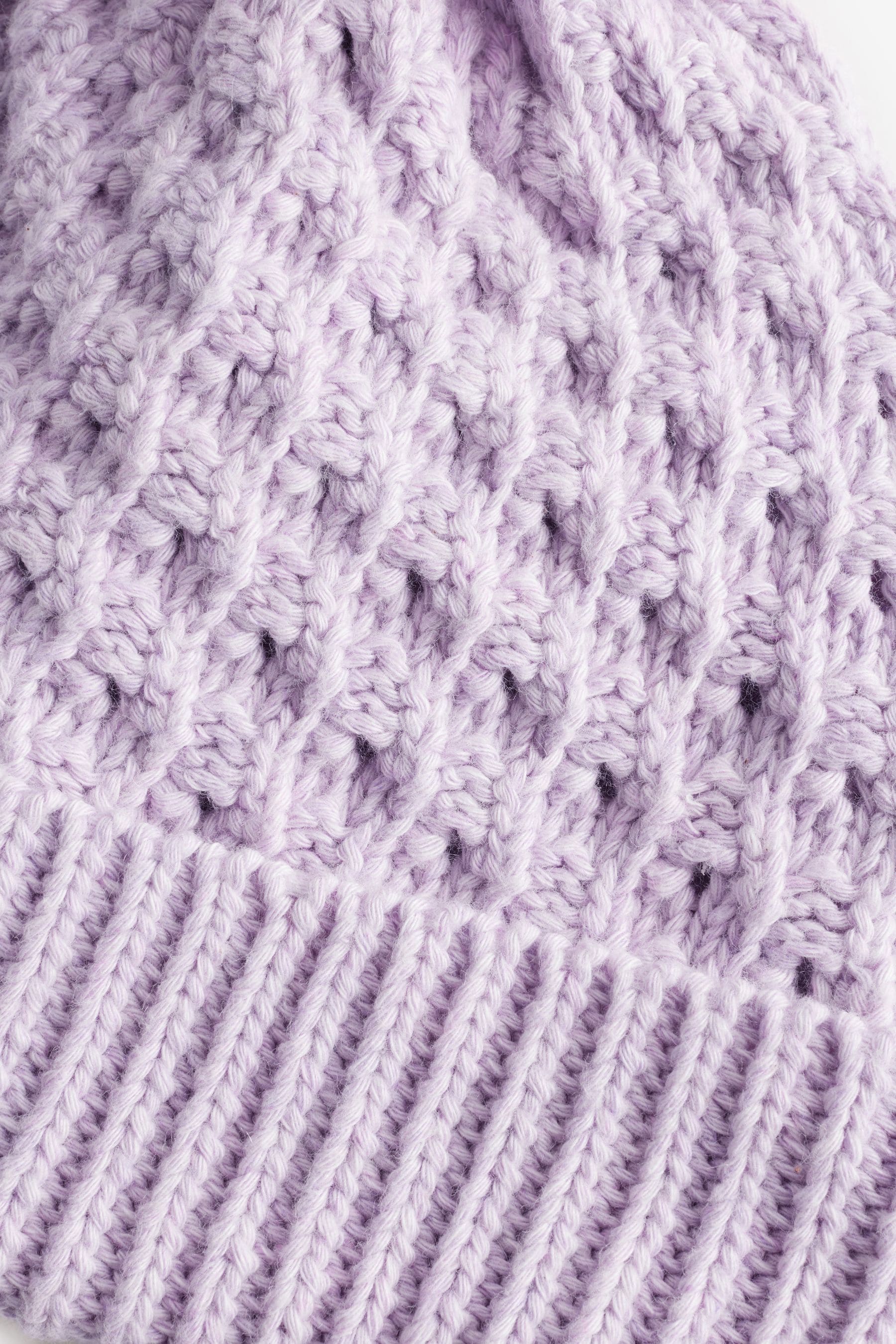 Lilac Waffle Knit Baby Pom Hat (0mths-2yrs)