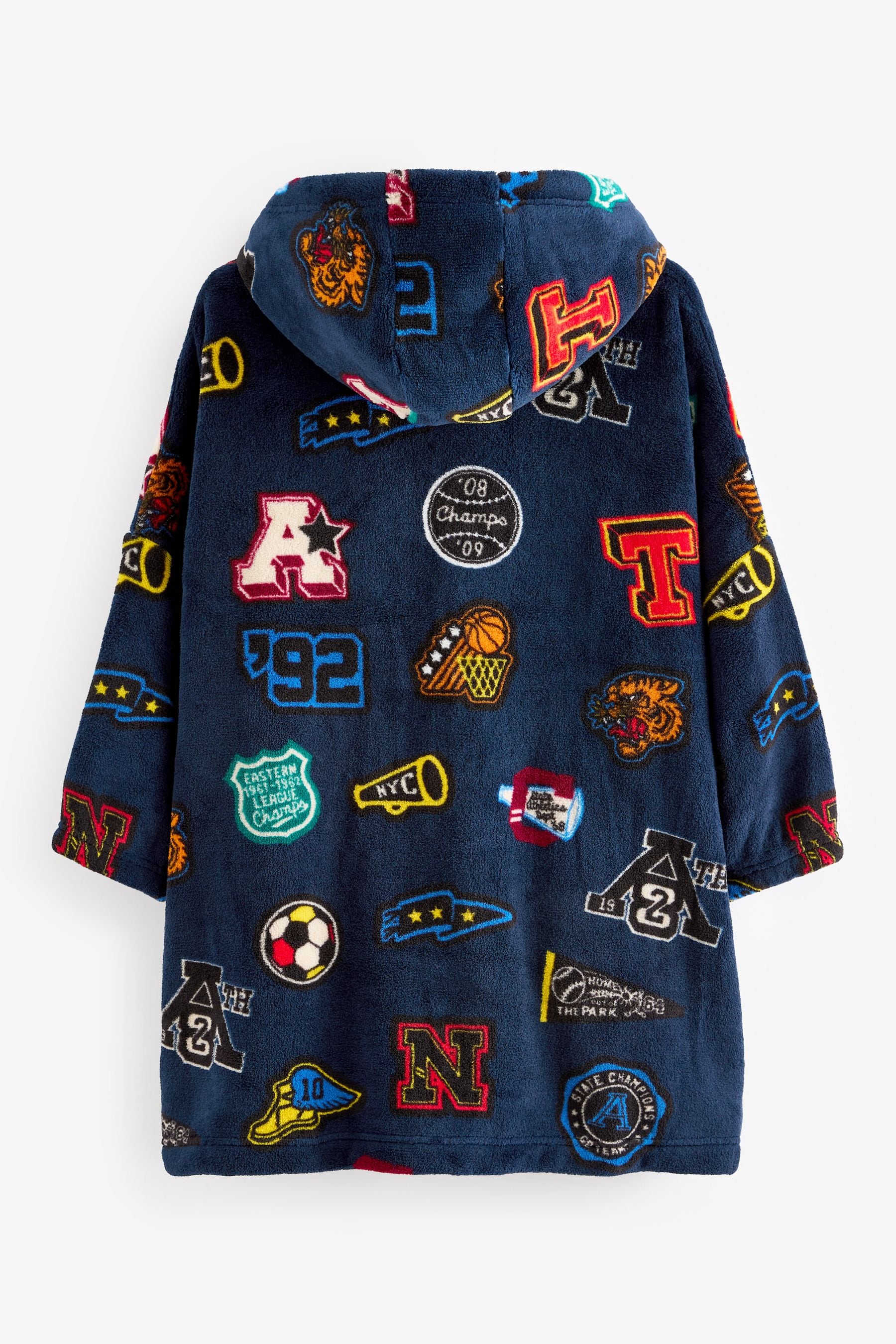 Navy Blue Varsity Fleece Hooded Blanket (3-16yrs)