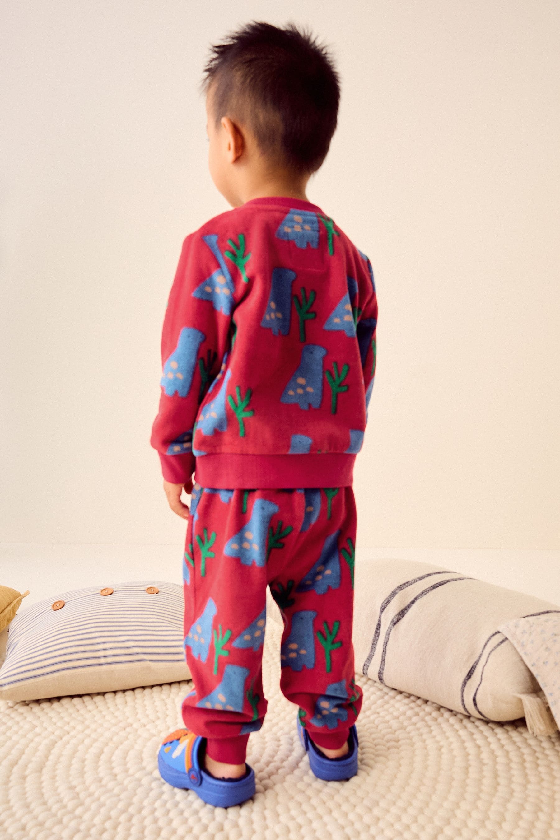 Red Dinosaur Single Soft Touch Fleece With Elastane Pyjamas (9mths-12yrs)