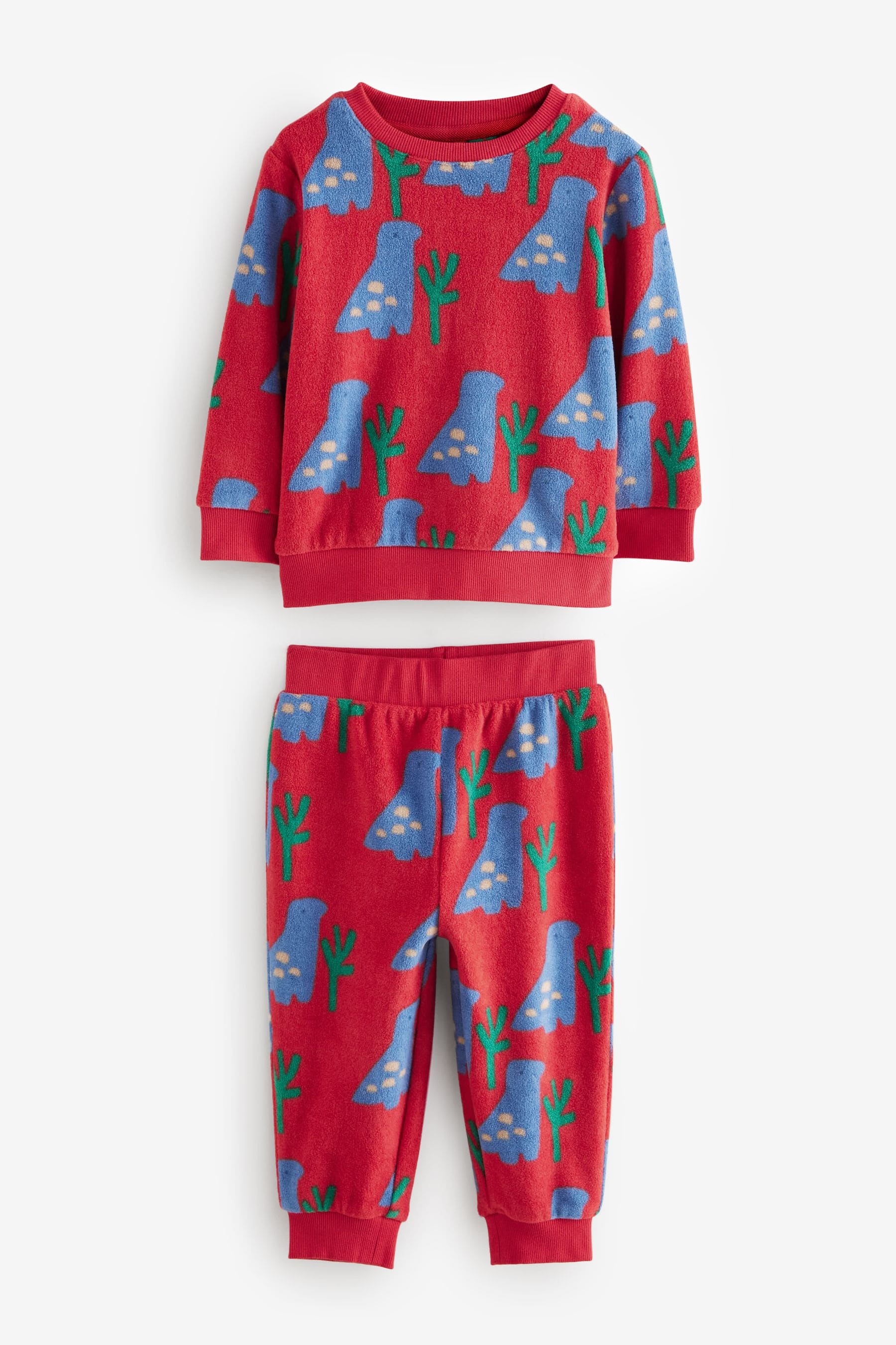 Red Dinosaur Single Soft Touch Fleece With Elastane Pyjamas (9mths-12yrs)