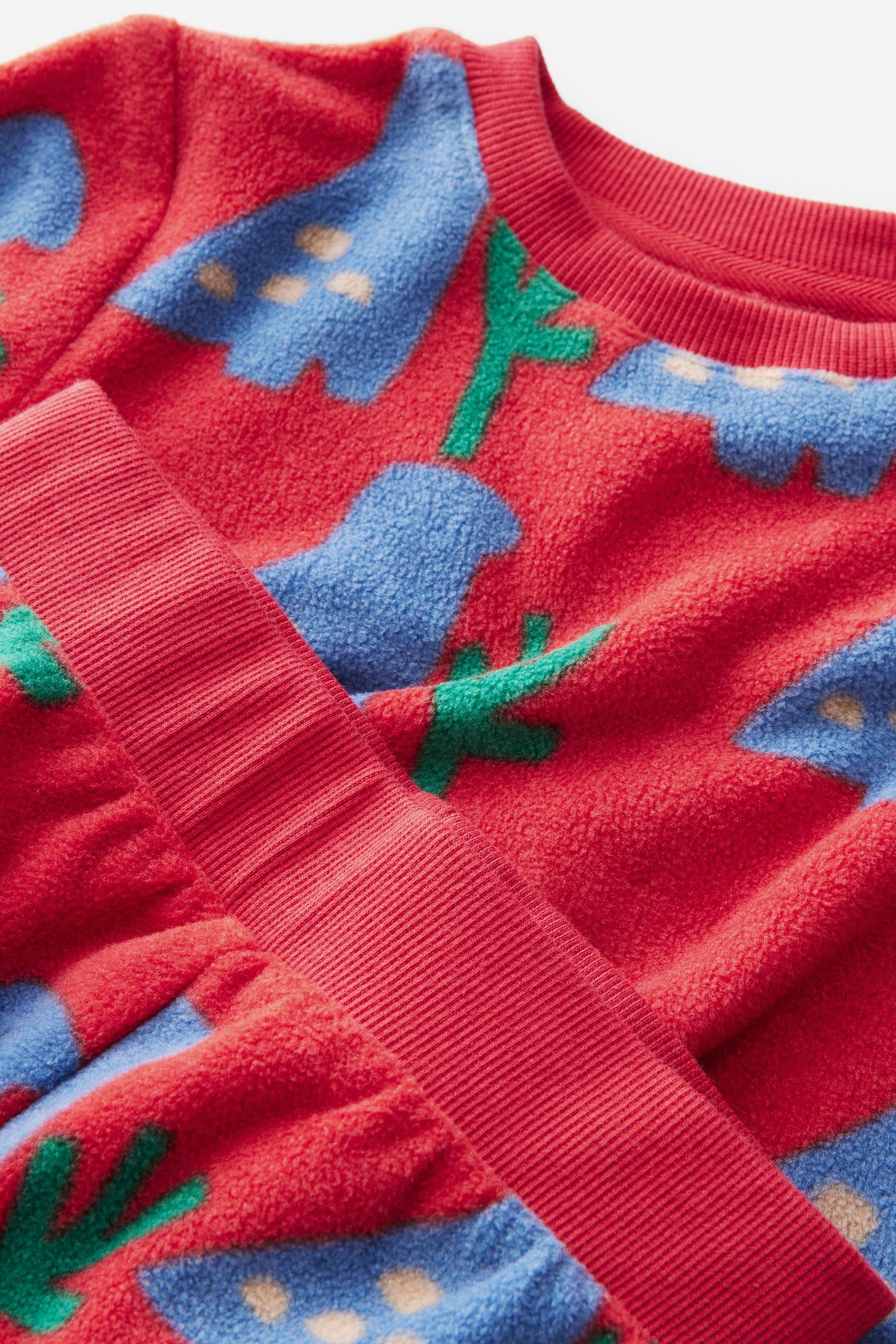 Red Dinosaur Single Soft Touch Fleece With Elastane Pyjamas (9mths-12yrs)