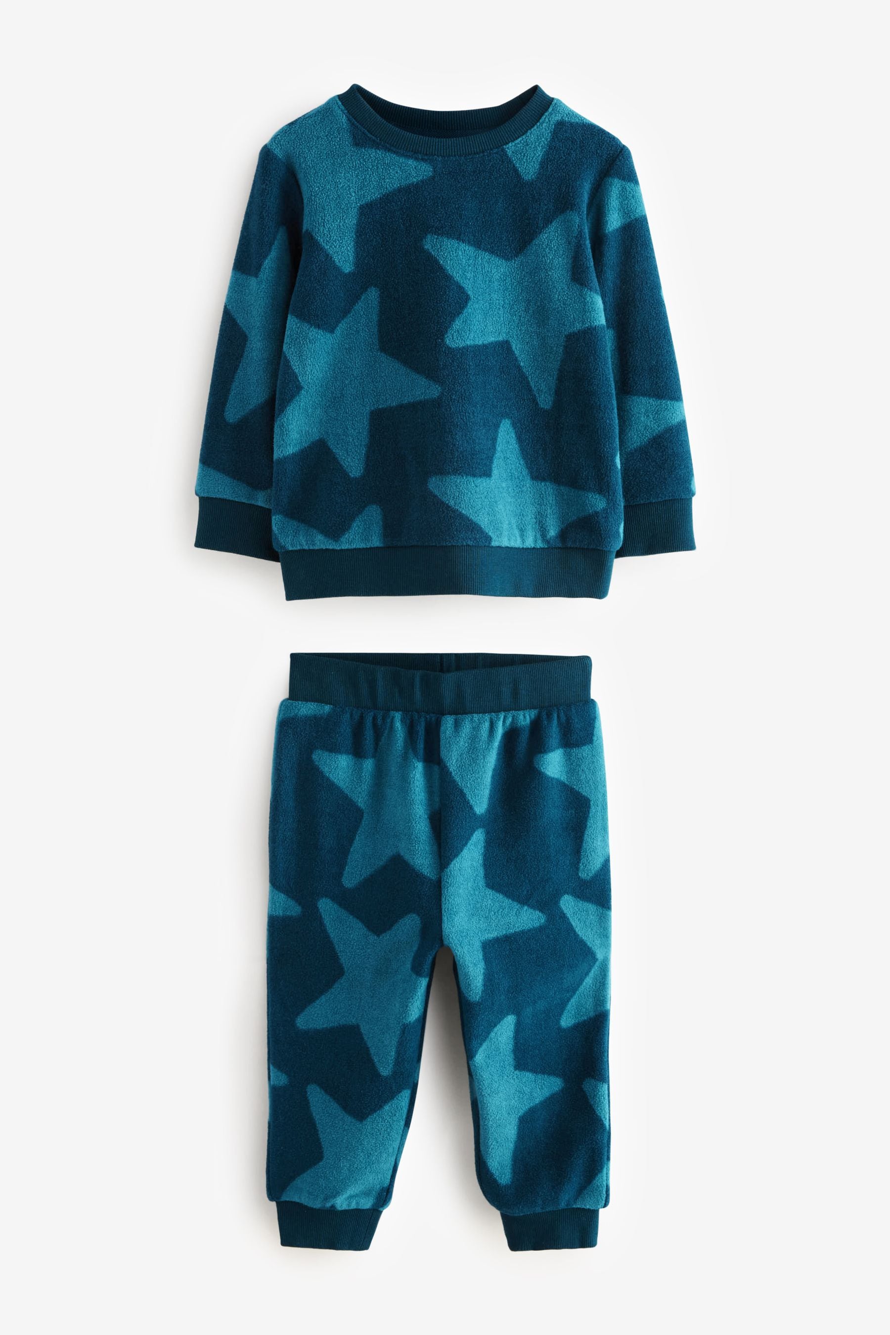 Navy Blue Star Single Soft Touch Fleece With Elastane Pyjamas (9mths-12yrs)