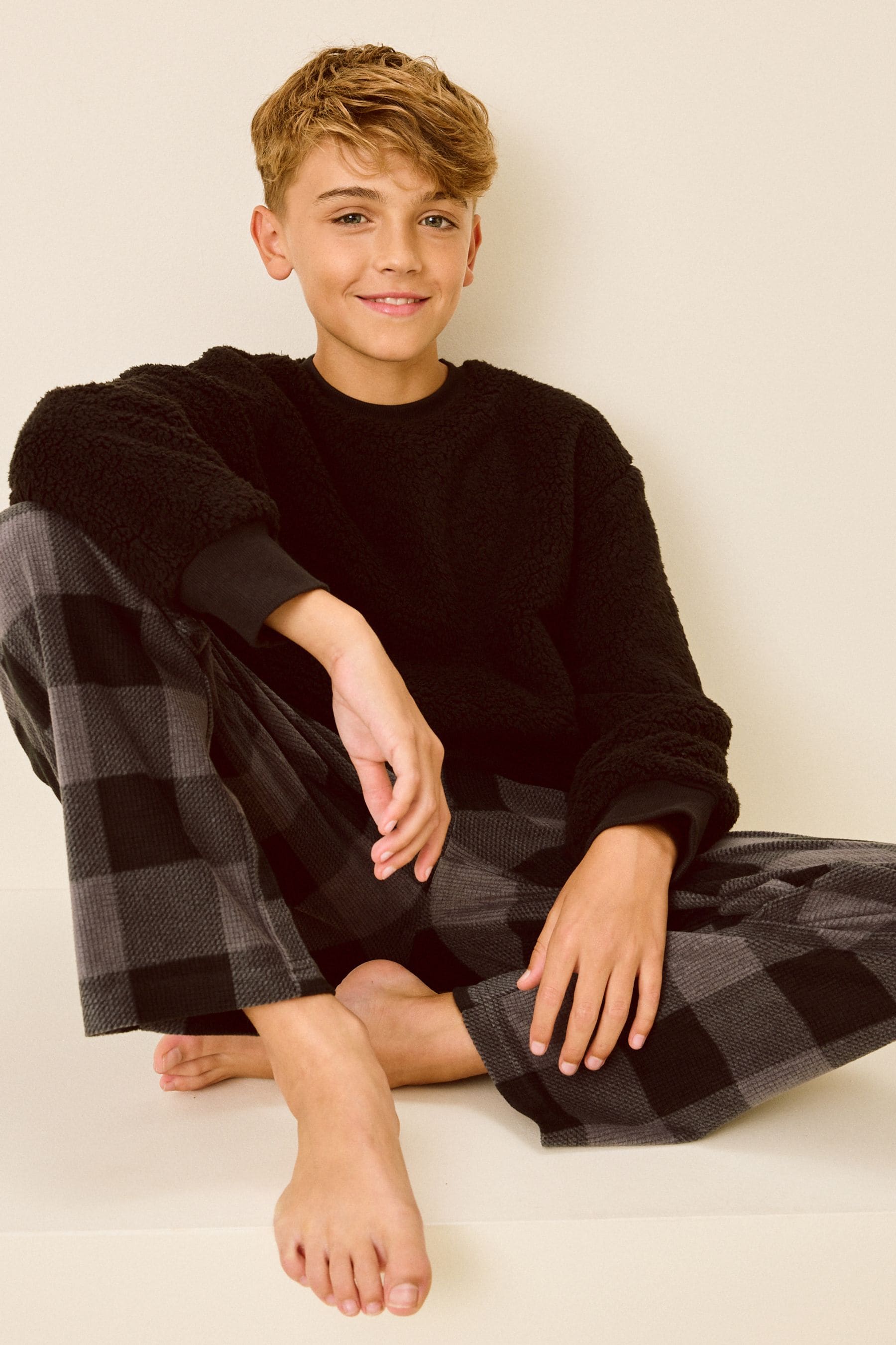 Charcoal Grey Check Single Borg Pyjamas (3-16yrs)