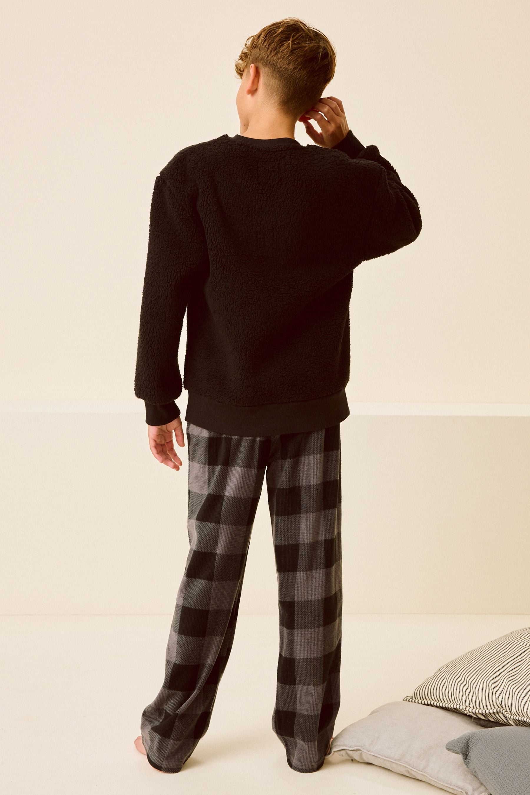 Charcoal Grey Check Single Borg Pyjamas (3-16yrs)