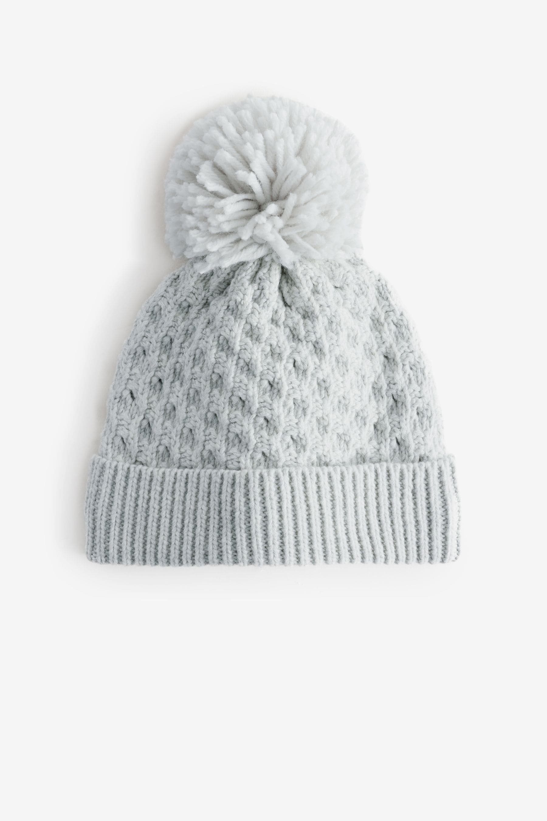 Grey Baby Waffle Pom Hat (0mths-2yrs)