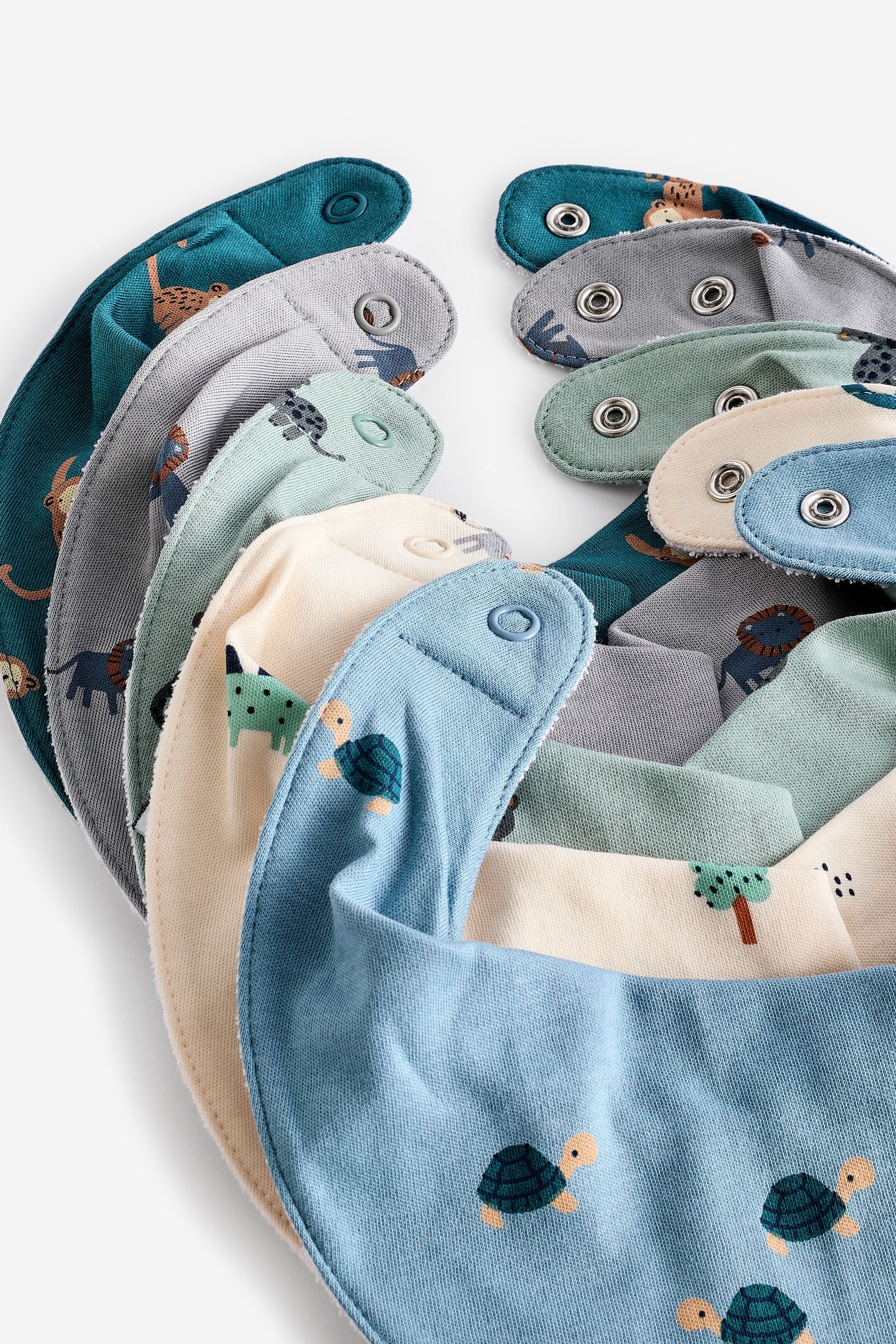 Teal Blue 5 Pack Dribble Baby Bibs