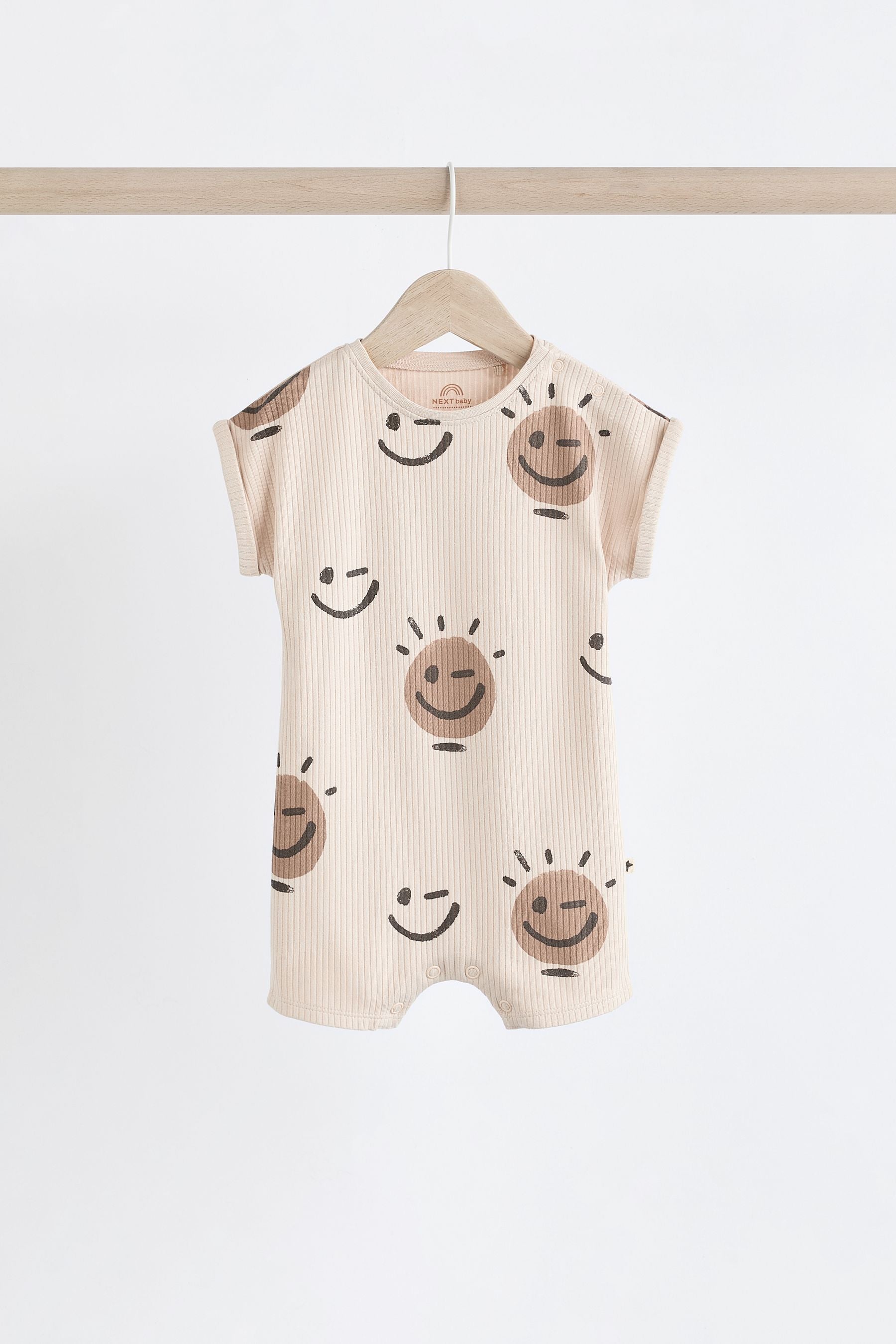 Neutral Happy Baby Jersey 100% Cotton Rompers 3 Pack