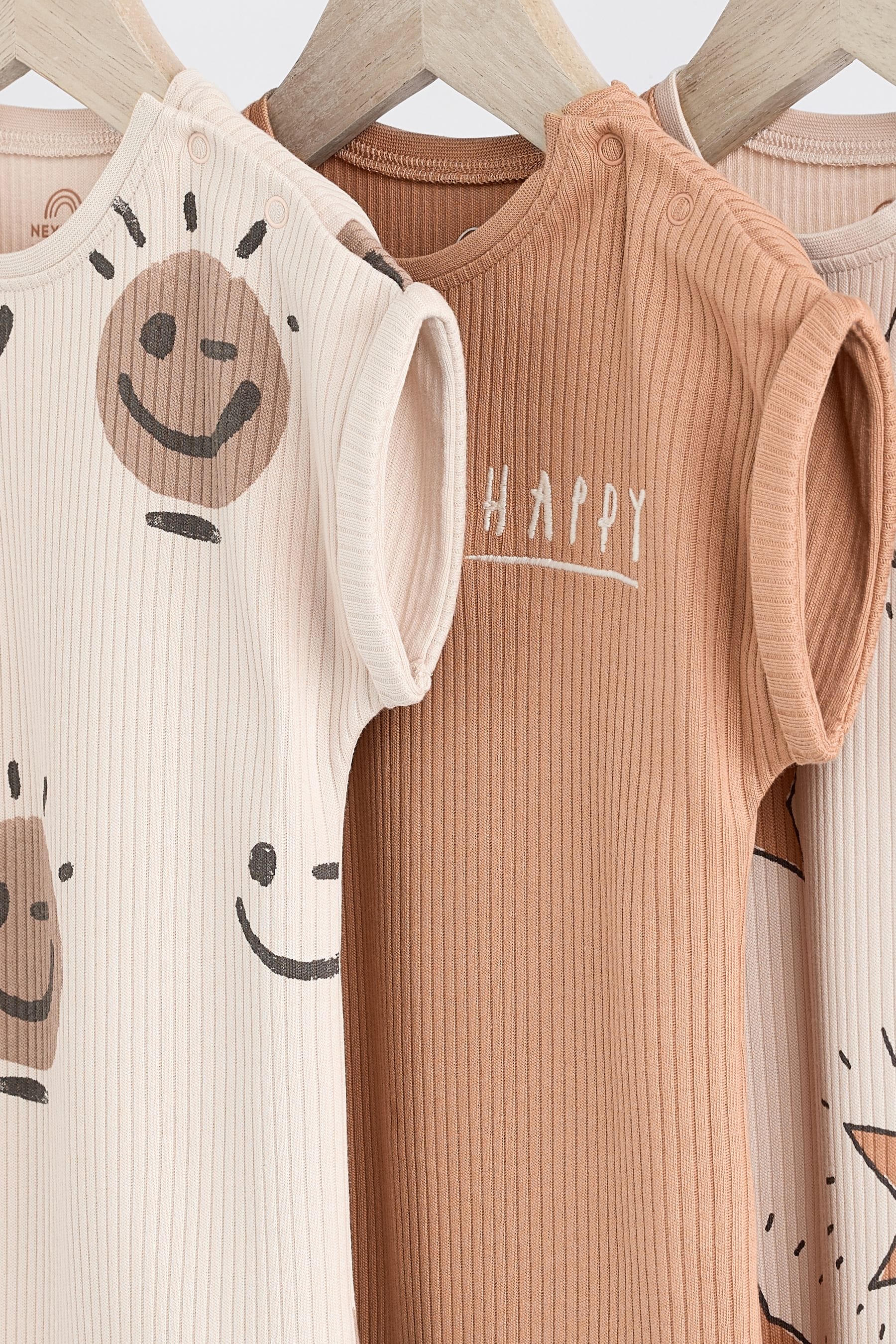 Neutral Happy Baby Jersey 100% Cotton Rompers 3 Pack