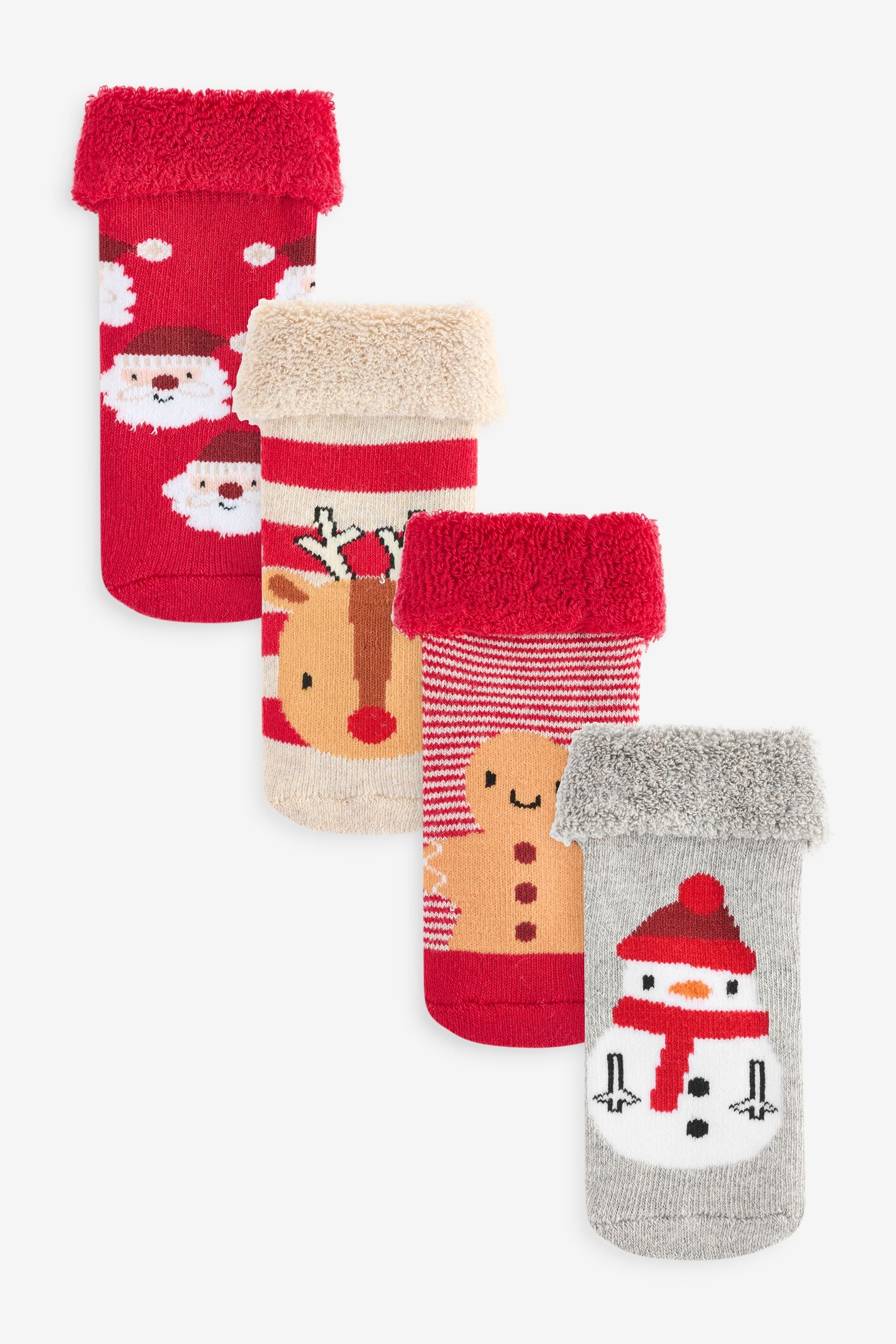 Red Christmas Baby Socks 4 Pack (0mths-2yrs)