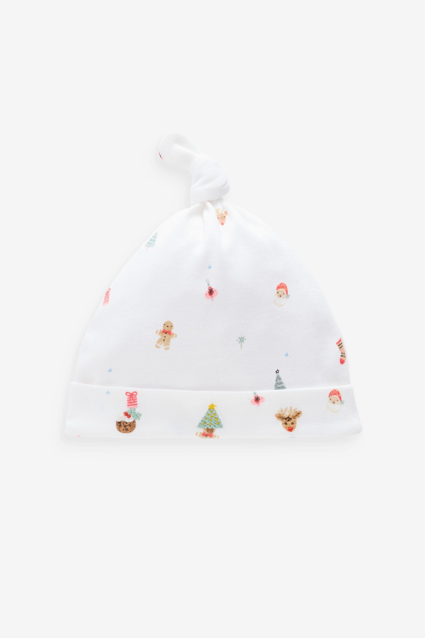 White Baby Christmas 100% Cotton Bib and Hat Set (0-12mths)