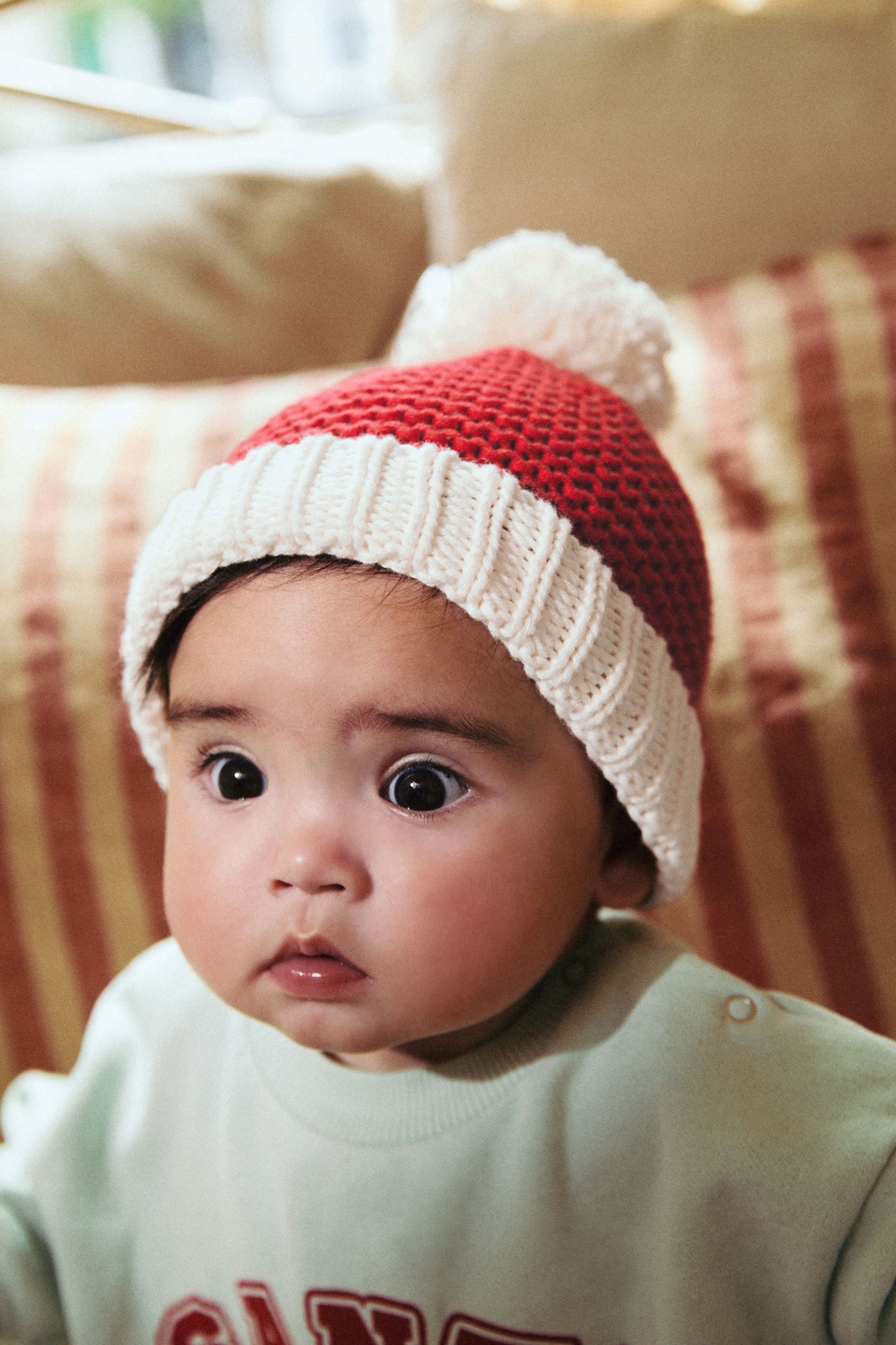 Red Santa Baby Knitted Pom Hat