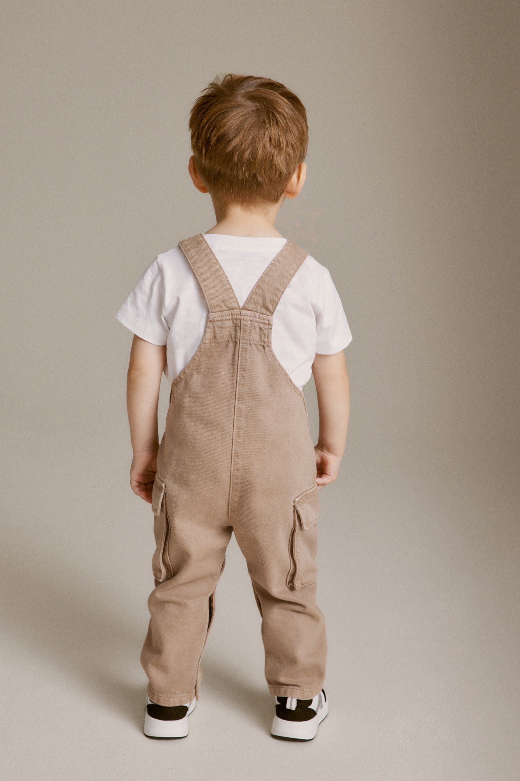 Tan Brown 100% Cotton Cargo Dungarees (3mths-7yrs)