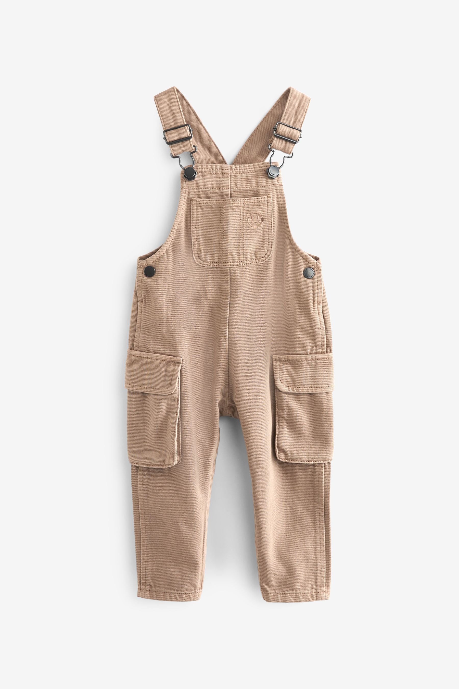 Tan Brown 100% Cotton Cargo Dungarees (3mths-7yrs)