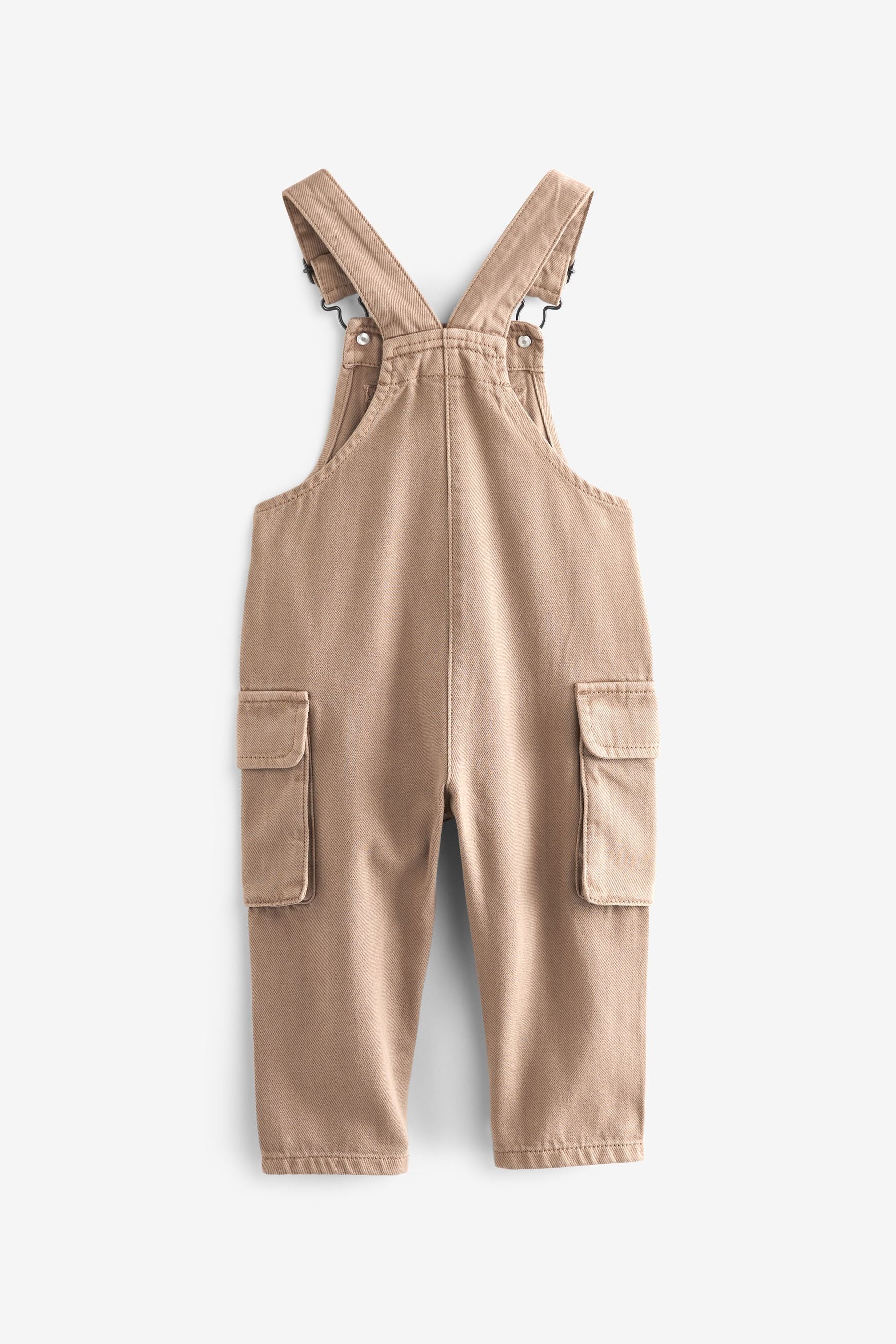 Tan Brown 100% Cotton Cargo Dungarees (3mths-7yrs)