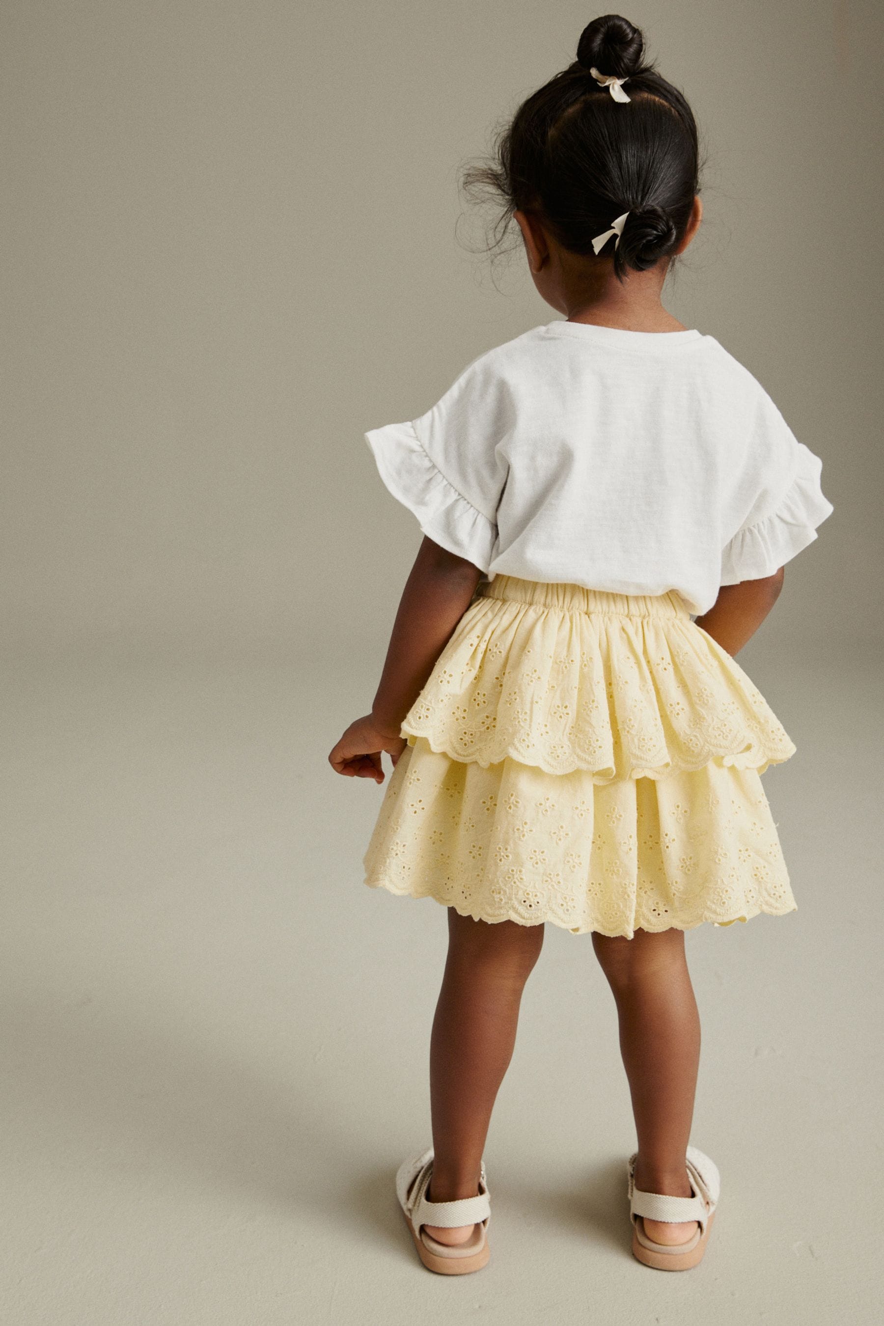 Lemon Yellow 100% Cotton Skirt and T-Shirt Set (3mths-7yrs)