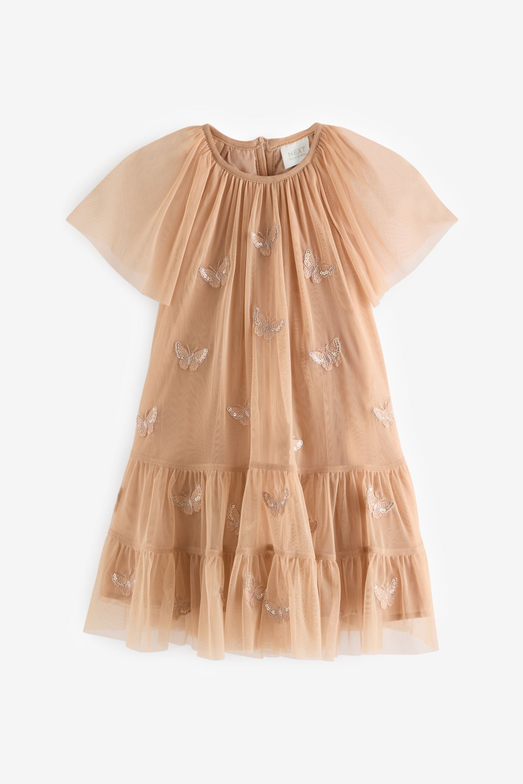 Neutral Butterfly Mesh Dress (3mths-7yrs)