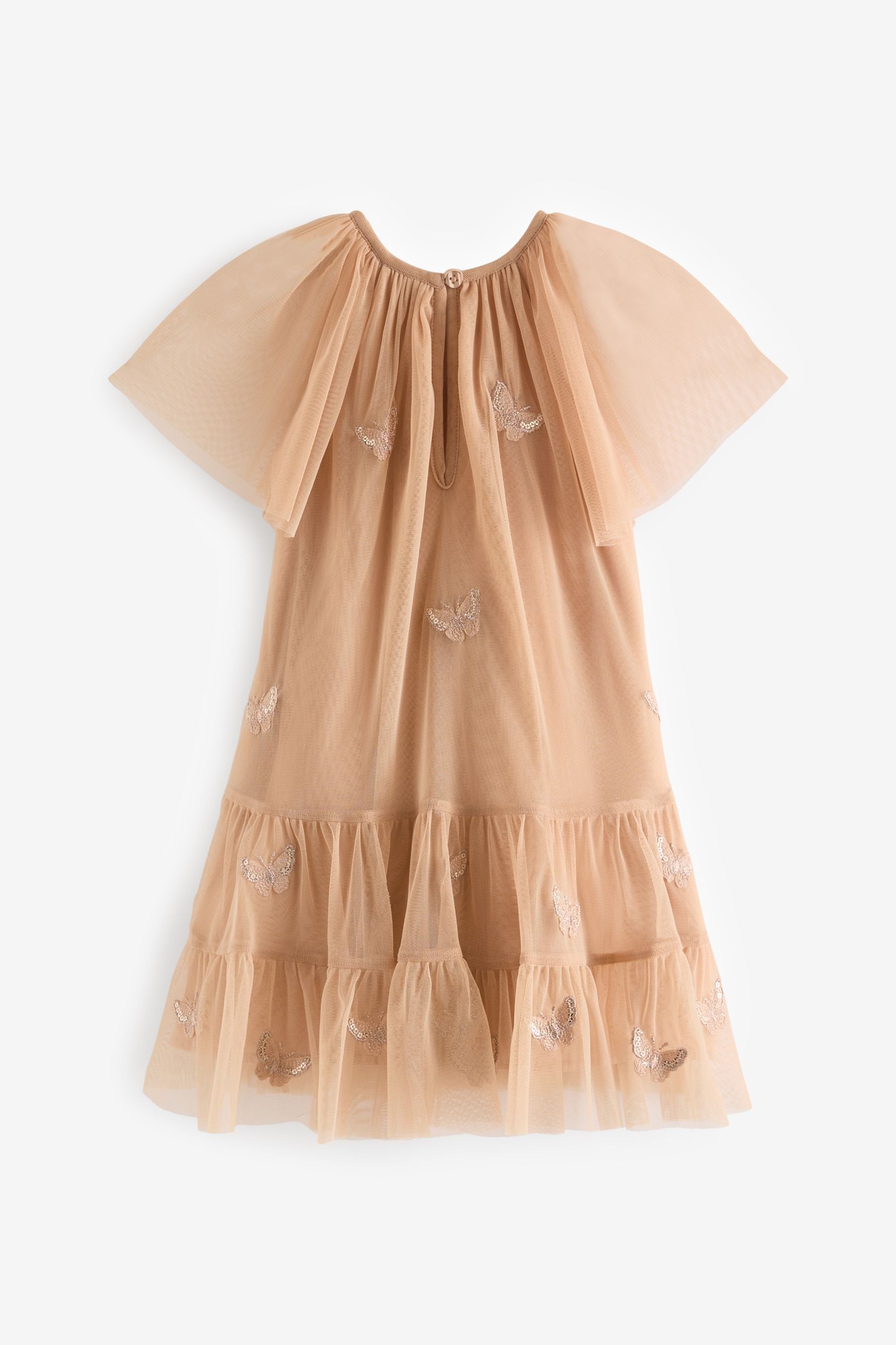 Neutral Butterfly Mesh Dress (3mths-7yrs)