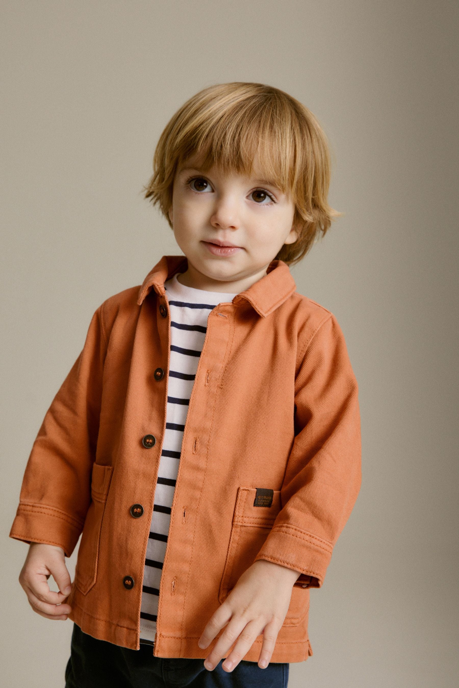 Orange Denim Shacket, T-Shirt and Shorts Set (3mths-7yrs)